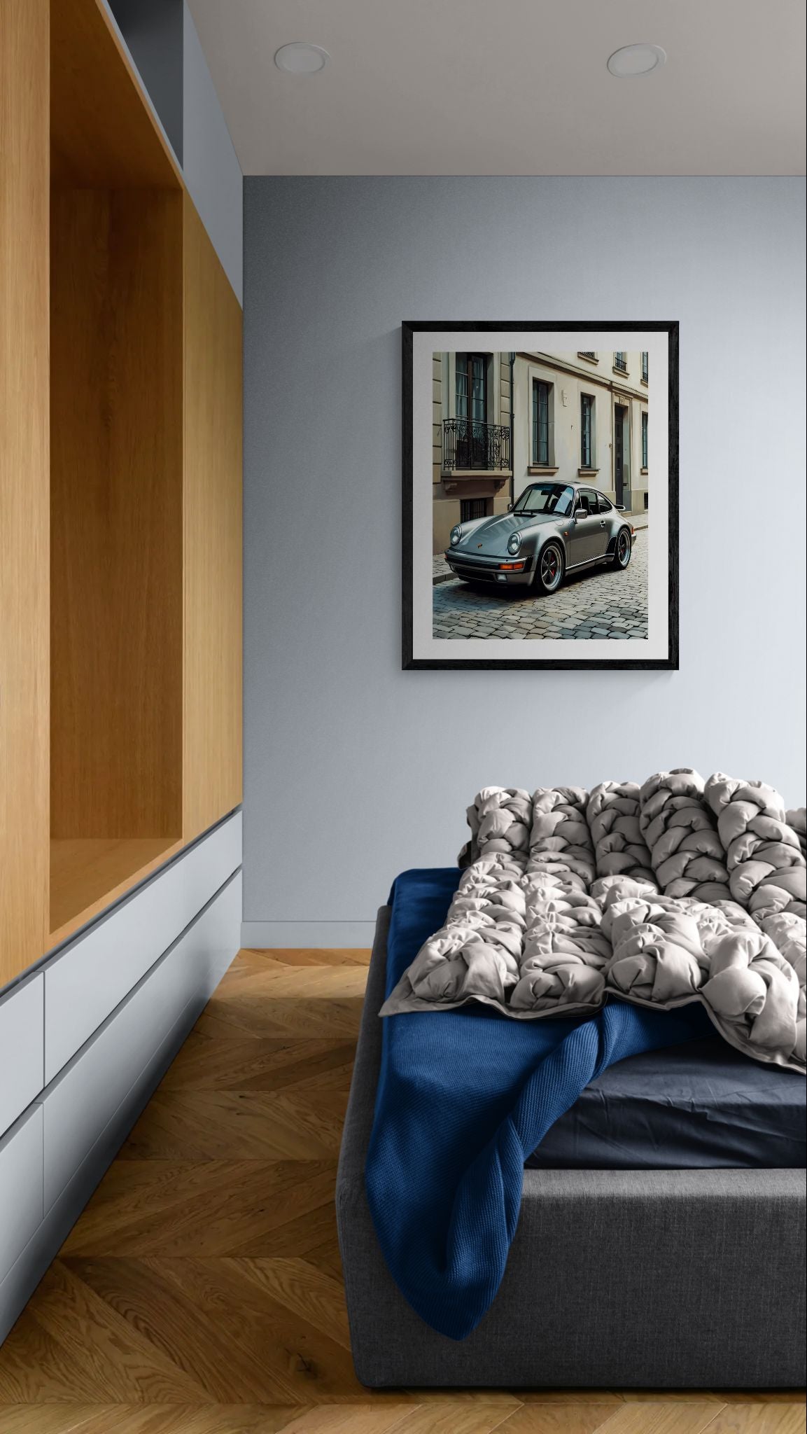 Classic Porsche 911 Rolled Poster — Vintage Sports Car Street Photography Print