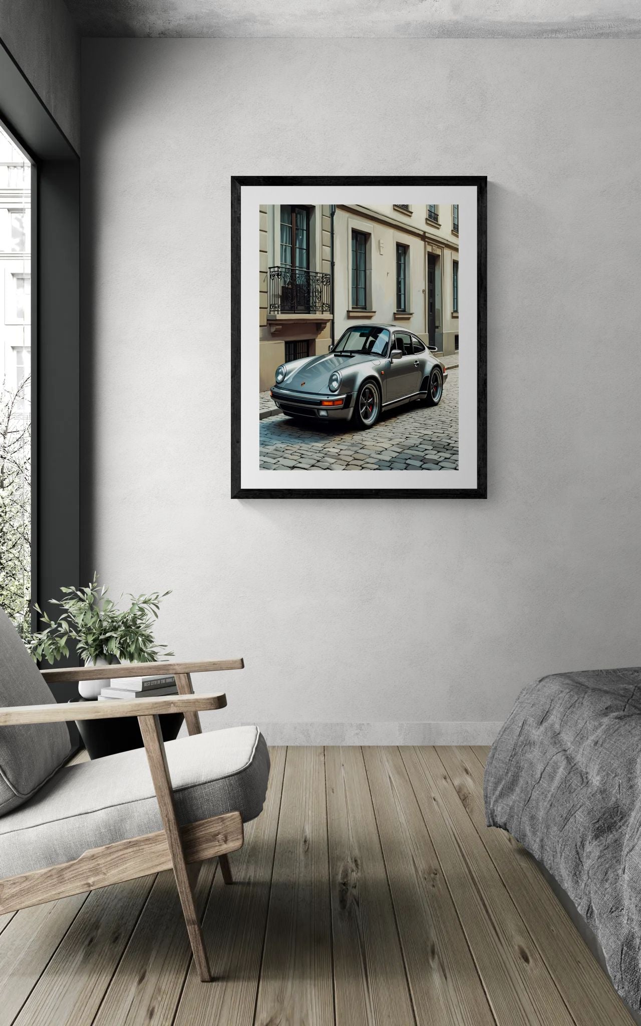 Classic Porsche 911 Rolled Poster — Vintage Sports Car Street Photography Print