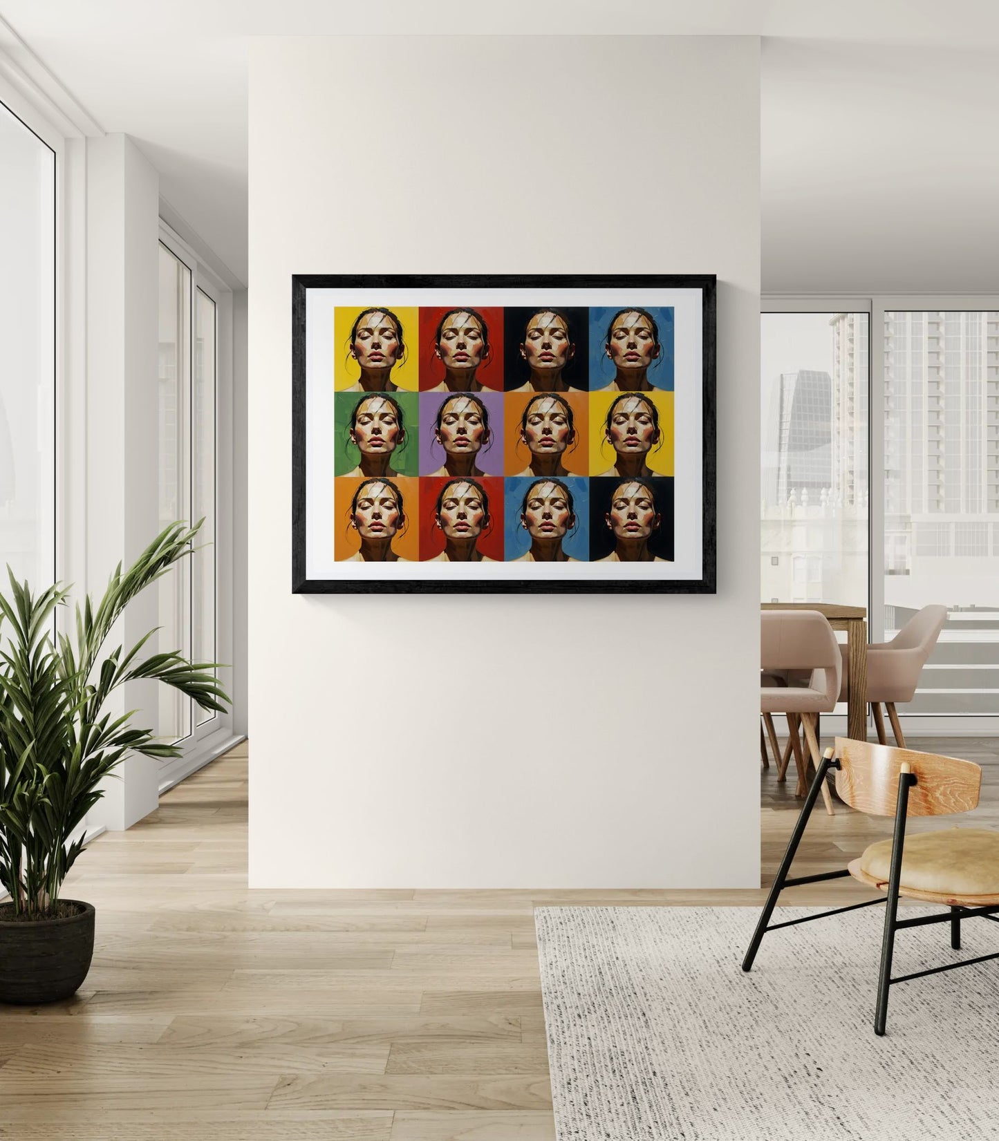 Rolled Poster — Pop Art Portrait Wall Print (Color Grid, 12-Panel)