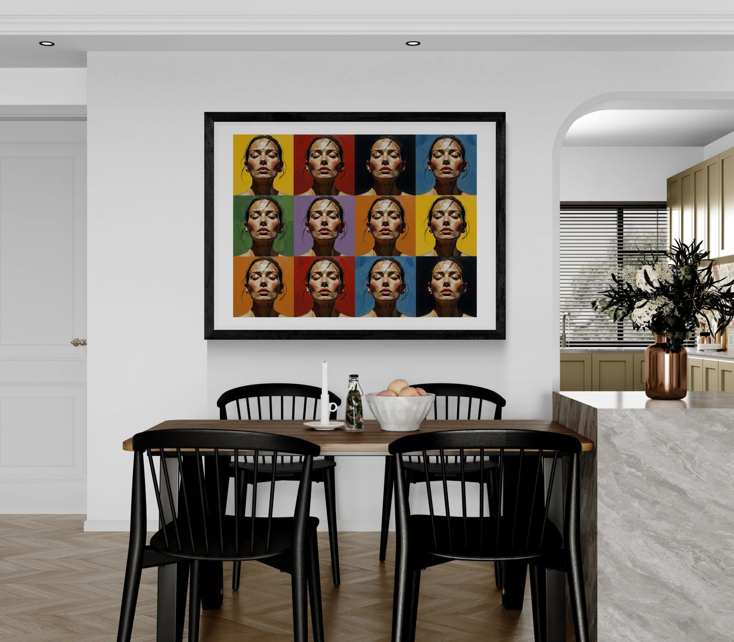 Rolled Poster — Pop Art Portrait Wall Print (Color Grid, 12-Panel)
