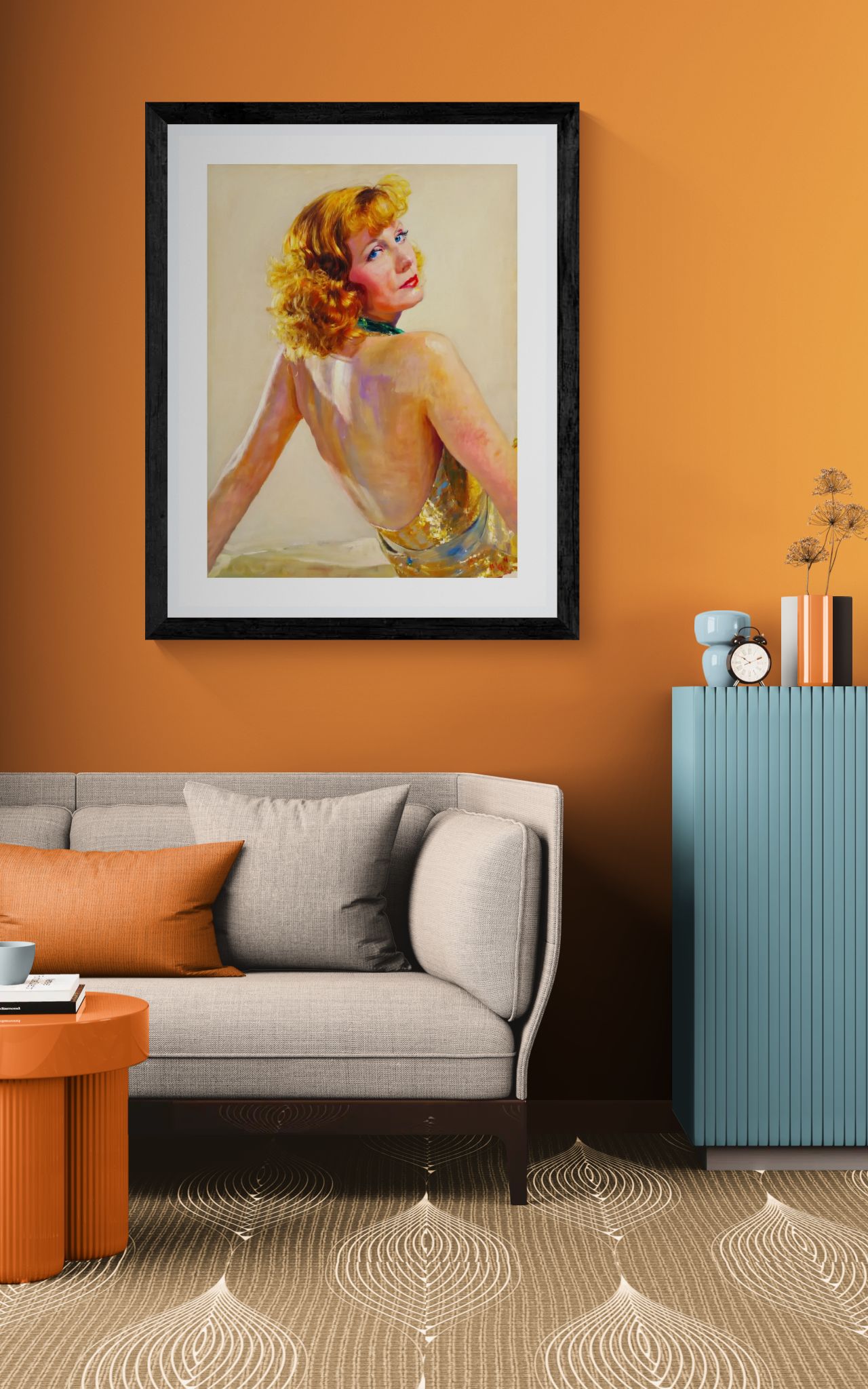 Vintage Pin-Up Art Poster - Glamorous Back-View Portrait Rolled Art Print