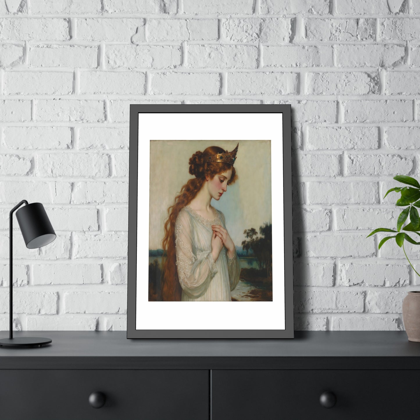 Framed Art Print — Pre-Raphaelite Woman Portrait, Vintage Romantic Wall Art