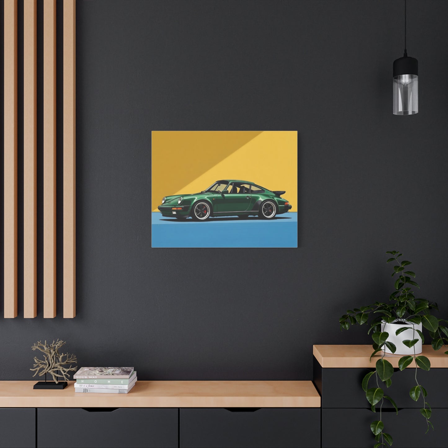 Vintage Green Porsche Art Print - Matte Stretched Canvas