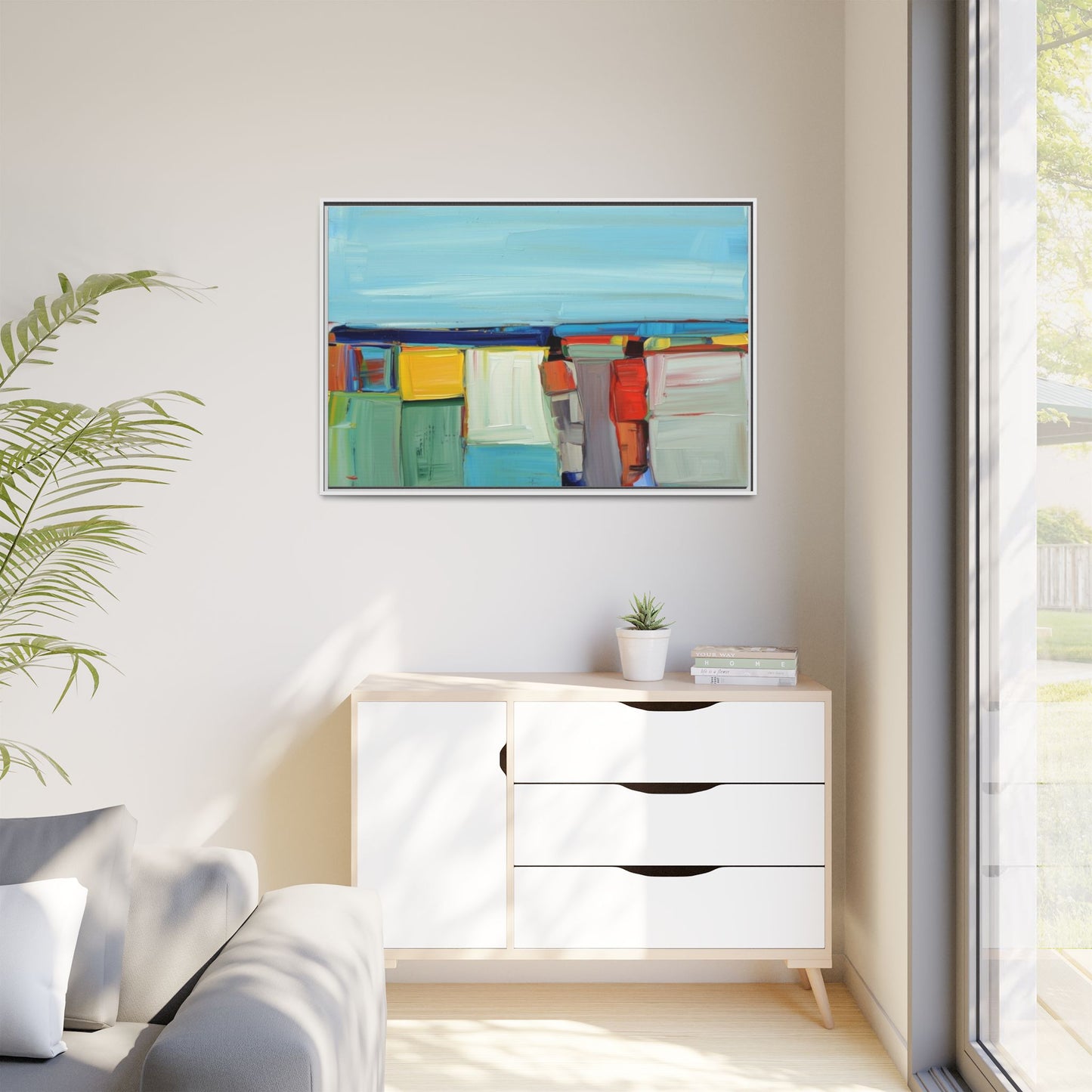 Abstract Coastal Blocks Matte Canvas Print (Framed)