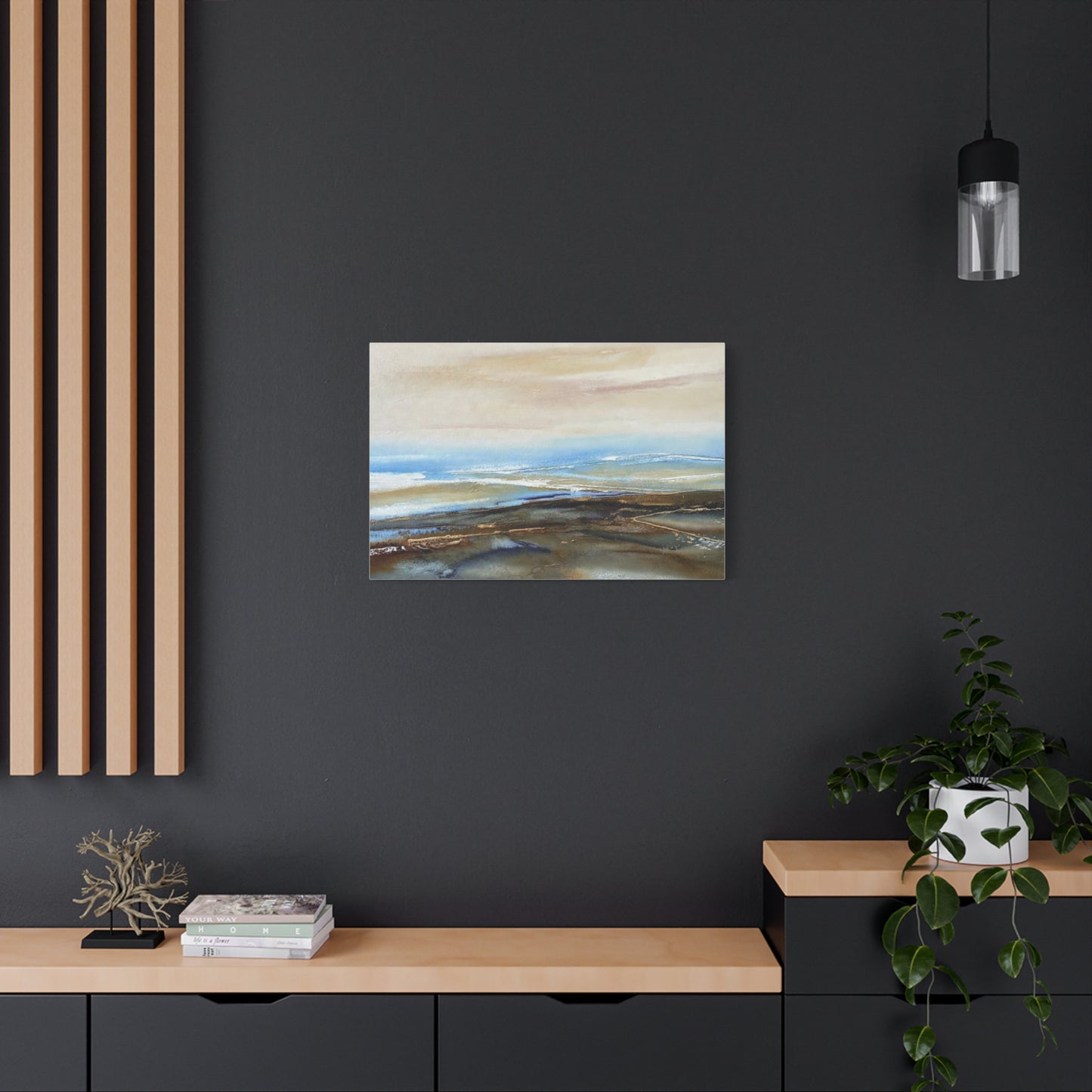 Coastal Abstract Matte Canvas Wall Art — Serene Ocean Horizon Stretch