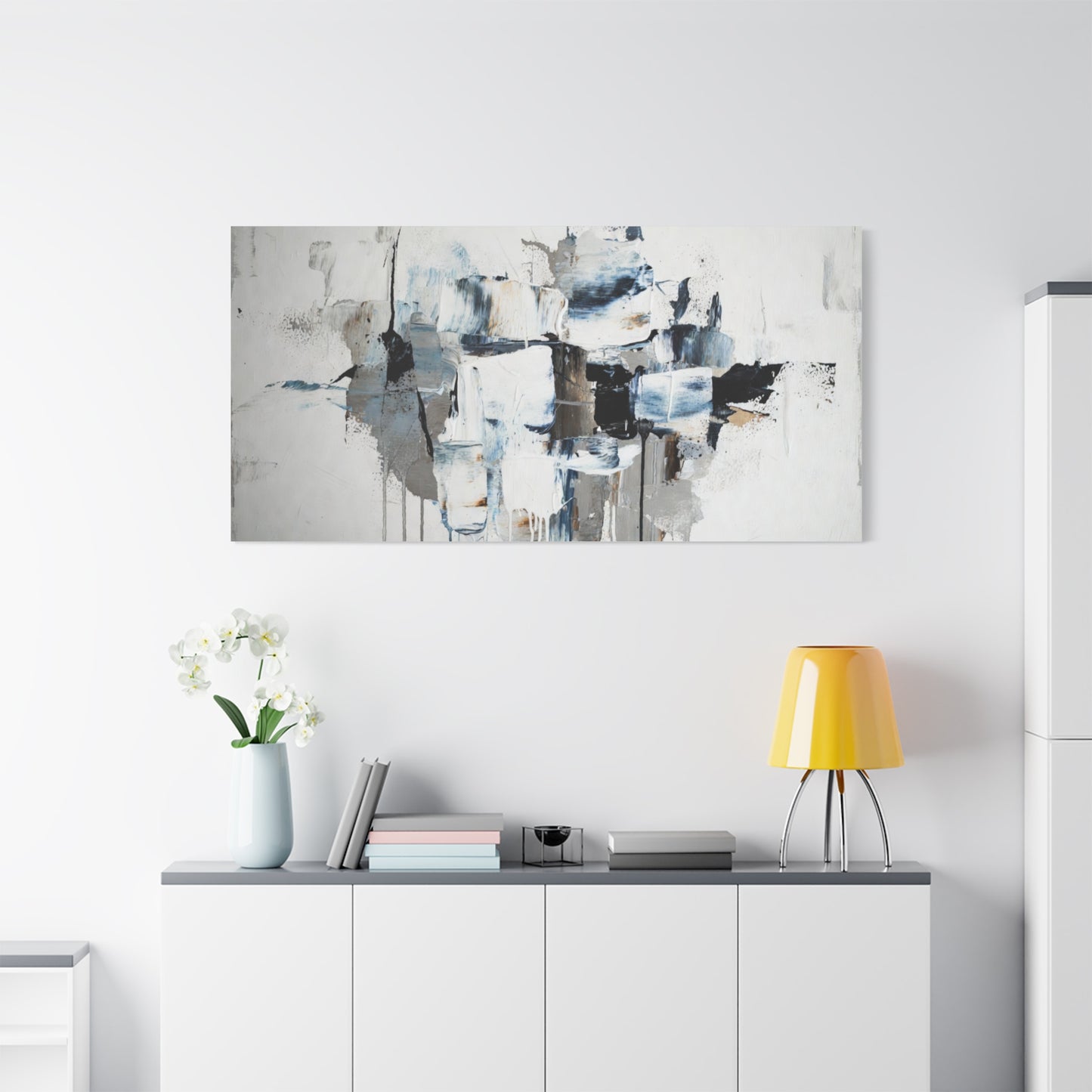 Abstract Blue & Gray Canvas Wall Art — Stretched Matte Canvas