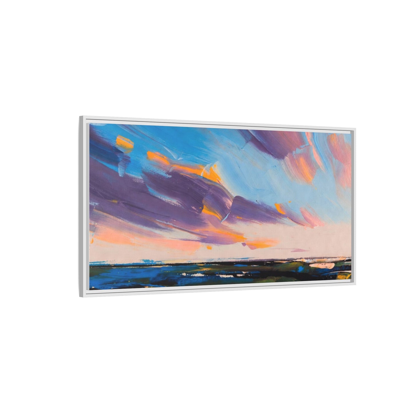 Framed Matte Canvas Abstract Seascape Sunset Art Print