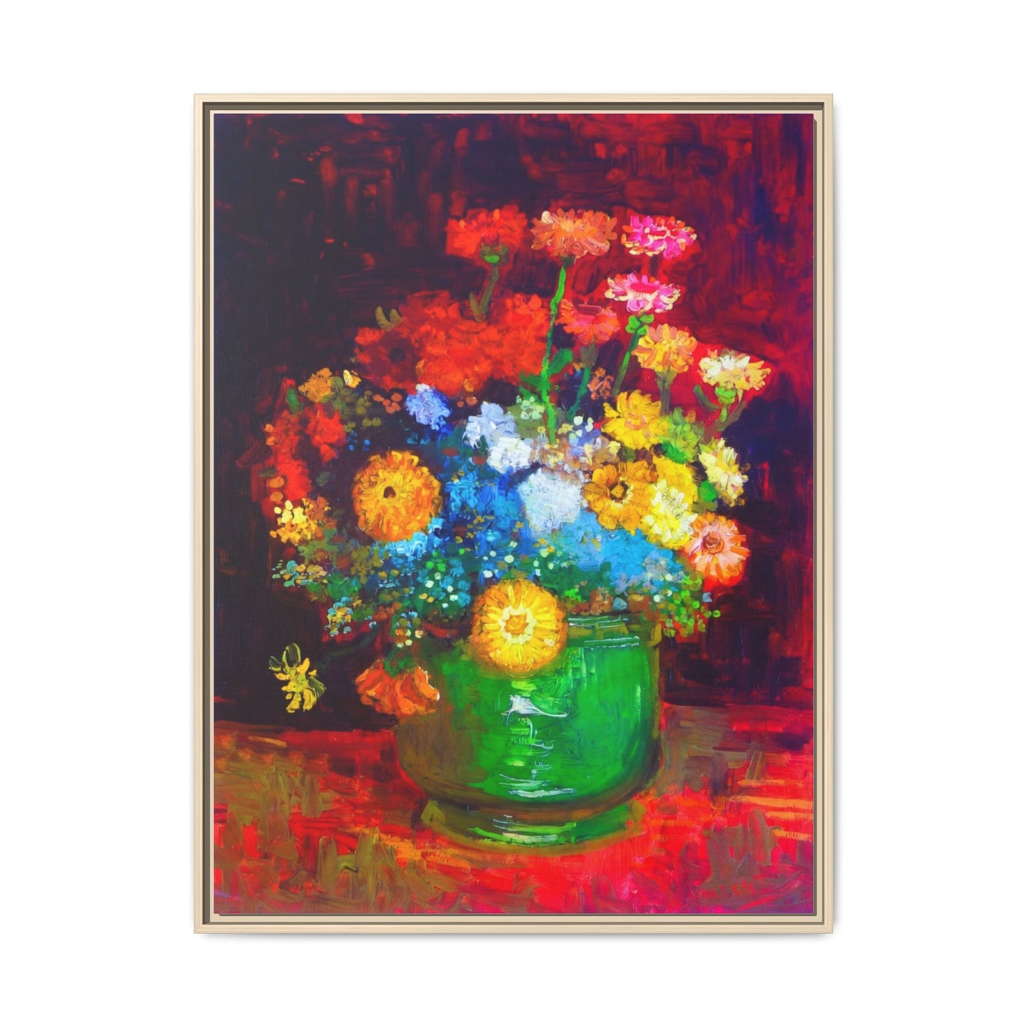 Framed Floral Canvas Print — Colorful Bouquet Wall Art