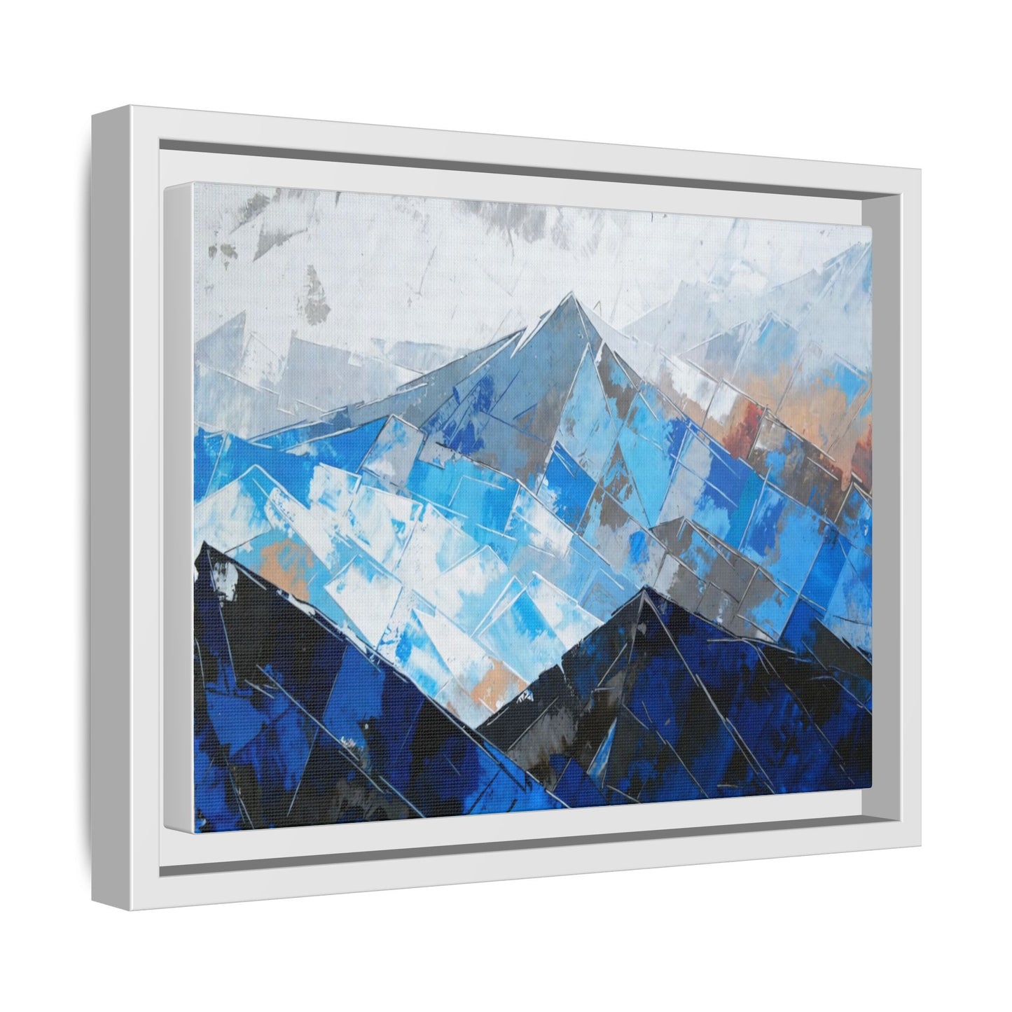 Framed Matte Canvas Blue Mountain Abstract Wall Art