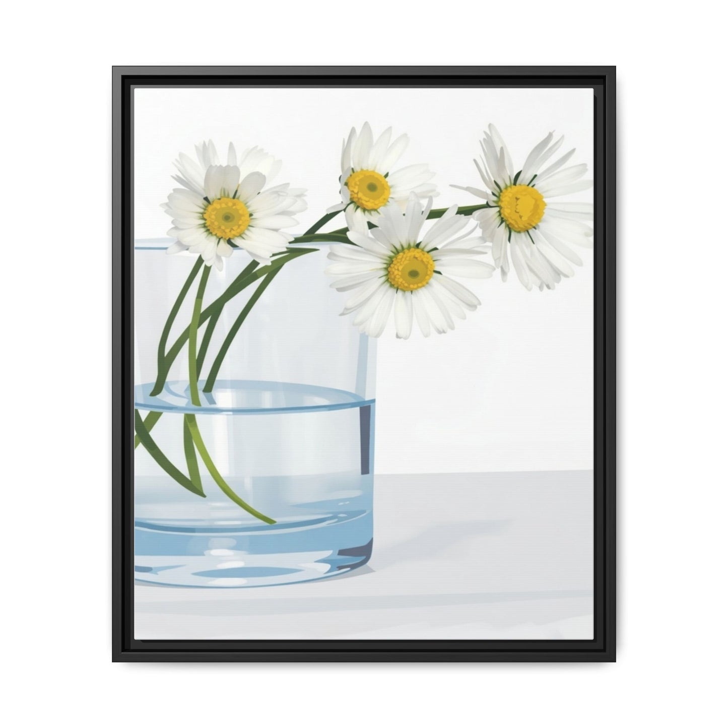 Framed Daisy Canvas Print — Minimal Botanical Wall Art