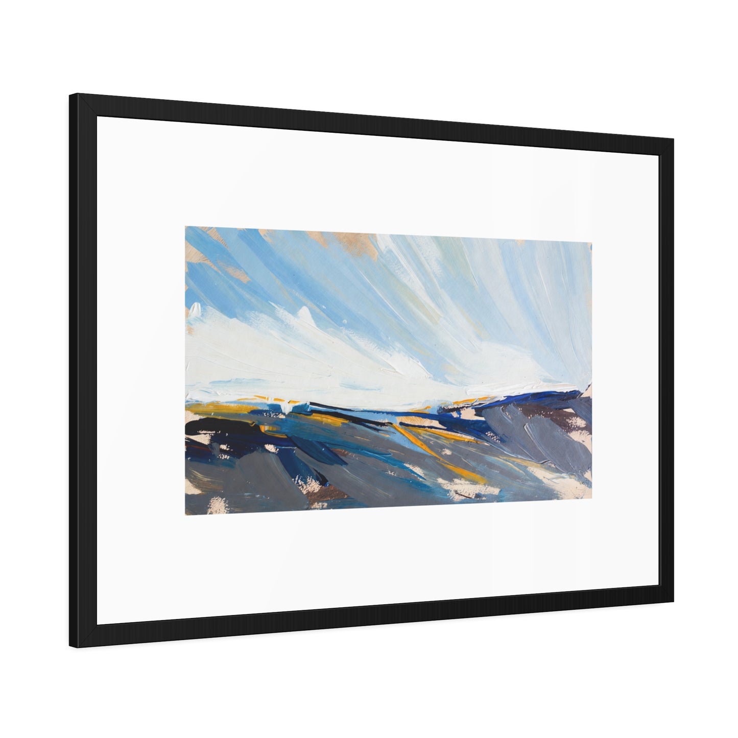Abstract Coastal Landscape Framed Poster — Blue Seascape Wall Art
