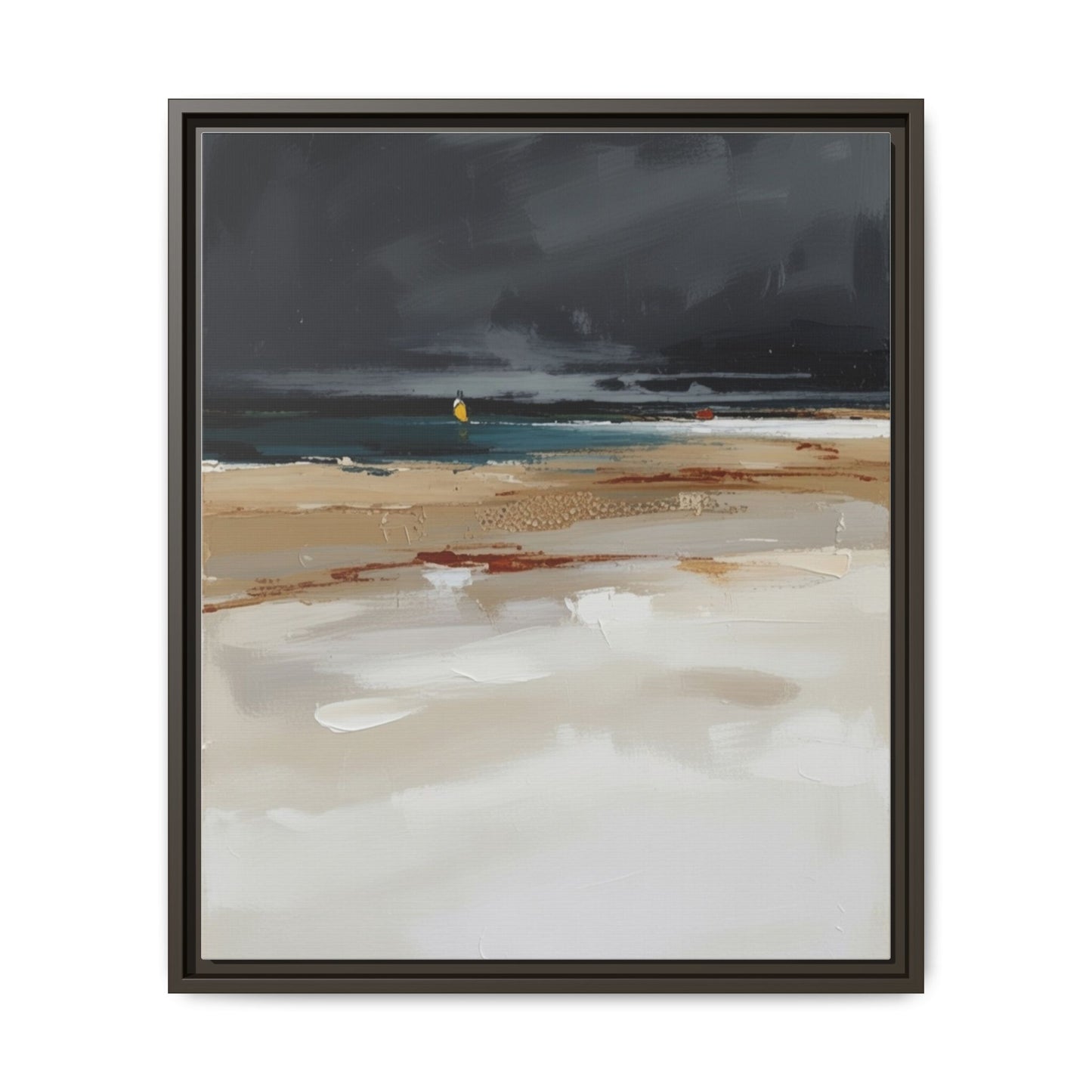 Framed Matte Canvas Beachscape Art Print — Coastal Abstract Wall Decor