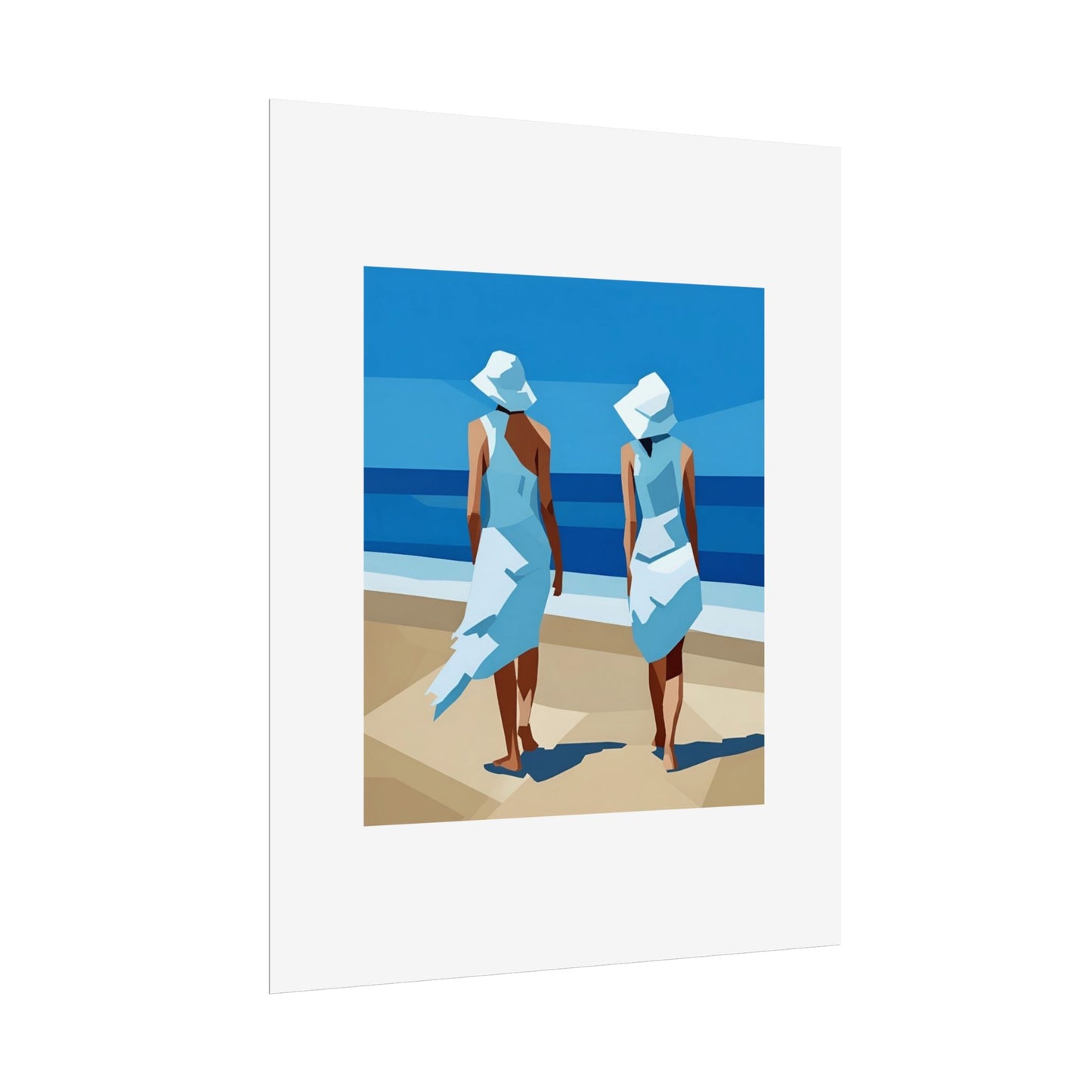 Beach Stroll Art Poster — Minimalist Coastal Print (Rolled Poster)