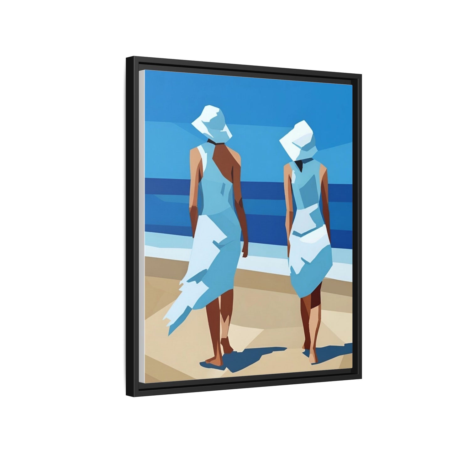 Seaside Stroll Matte Canvas Framed Print — Coastal Beach Art