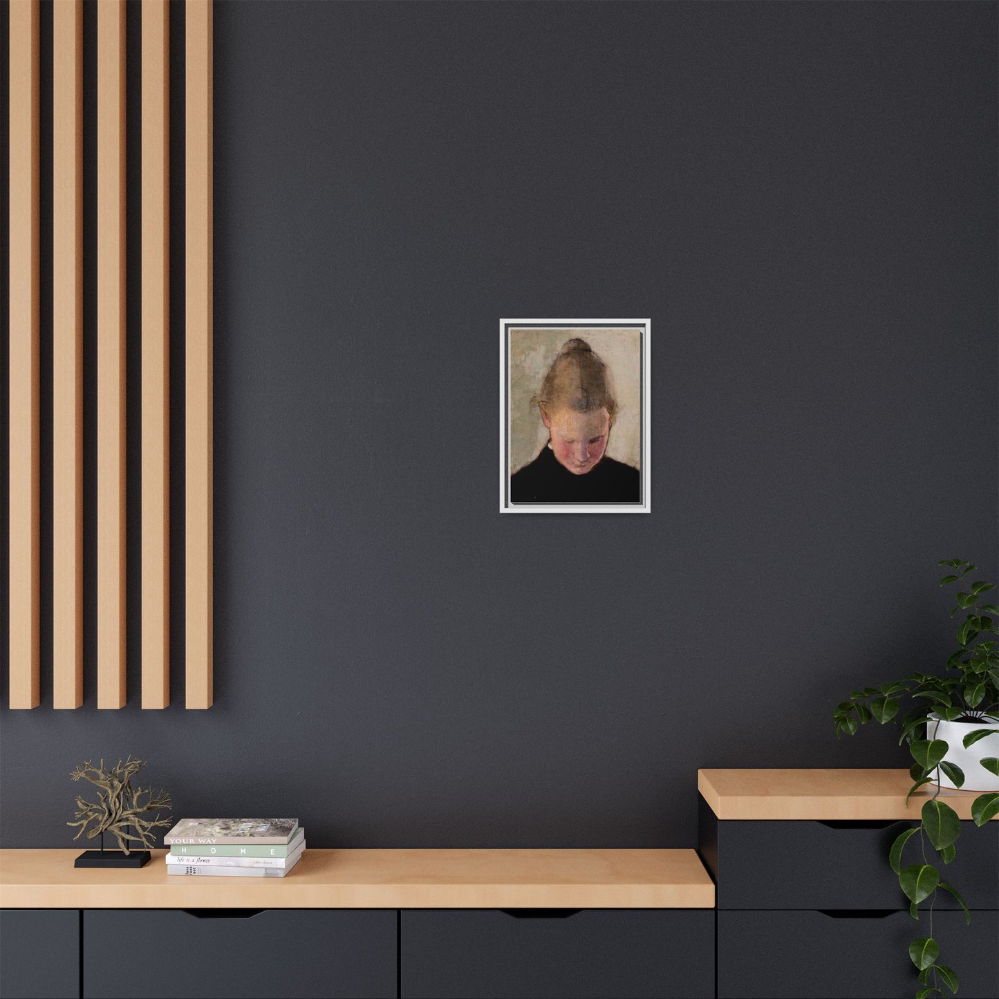 Lukeva tytto by Helena Schjerfbeck Framed Matte Canvas Art Print