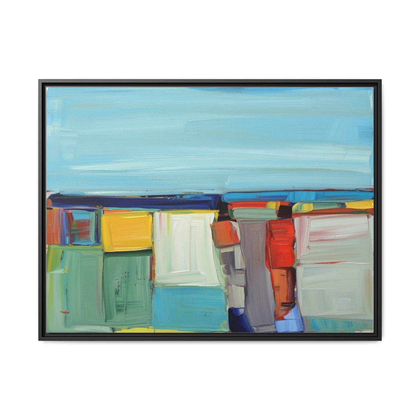Abstract Coastal Blocks Matte Canvas Print (Framed)