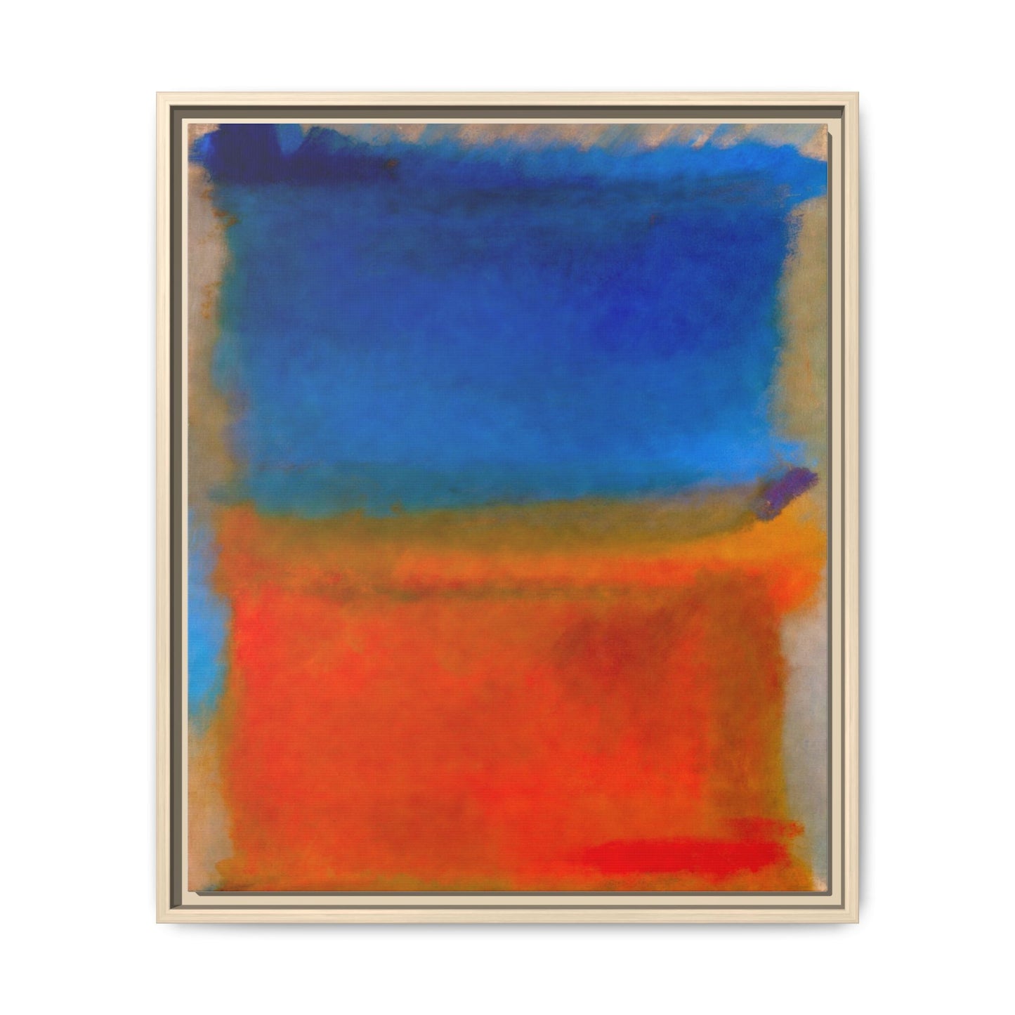 Abstract Color Block Matte Canvas Framed Wall Art — Blue & Orange Modern Painting