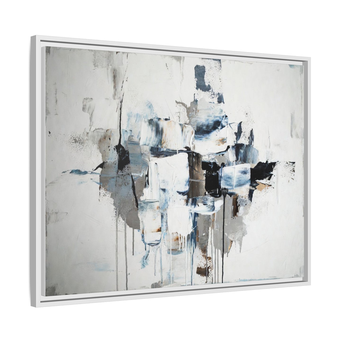 Framed Abstract Canvas Art — Blue Neutral Modern Wall Print
