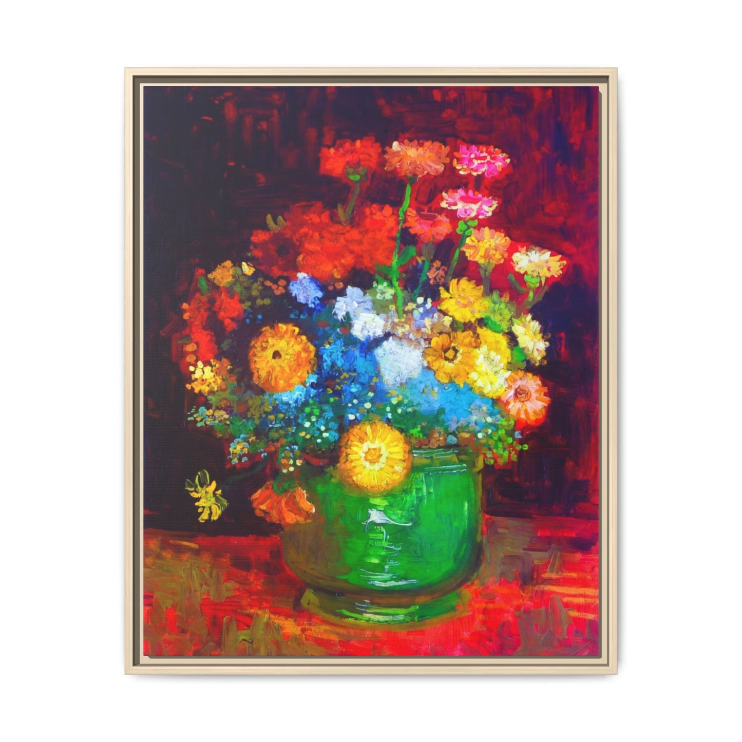 Framed Floral Canvas Print — Colorful Bouquet Wall Art