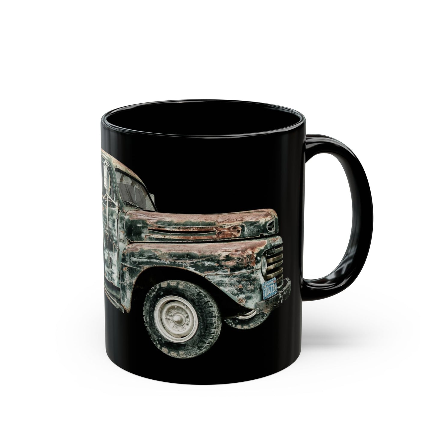 Vintage Rusty Truck Black Coffee Mug — Retro Classic Pickup Gift