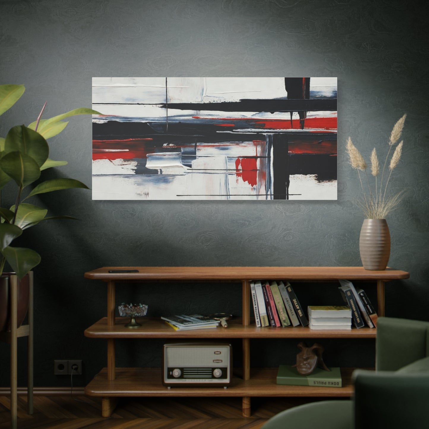 Abstract Red & Black Modern Canvas Art — Matte Stretched 1.25"