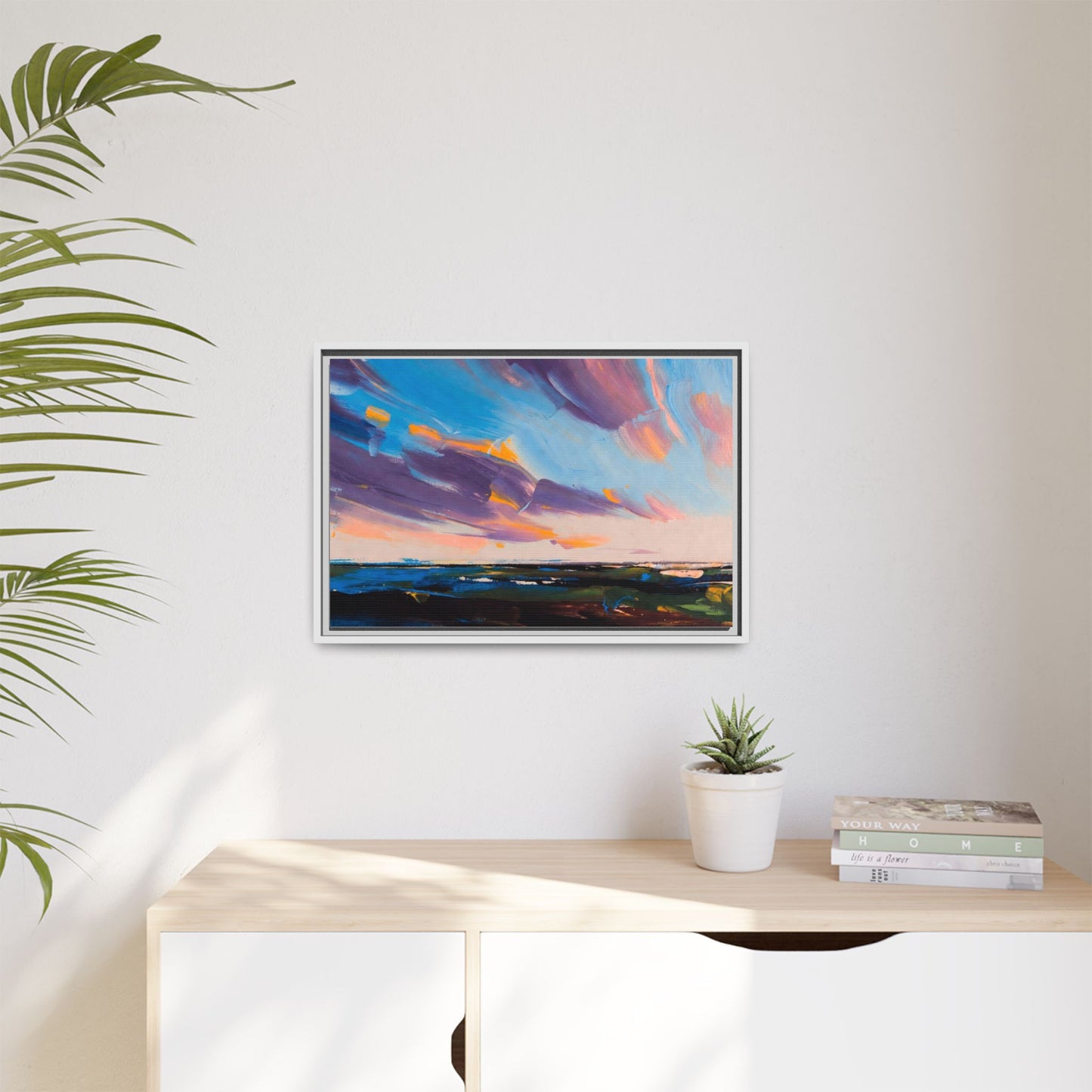 Framed Matte Canvas Abstract Seascape Sunset Art Print