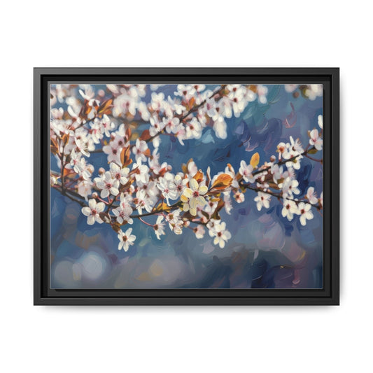 Framed Matte Canvas Print — Cherry Blossom Branch Wall Art