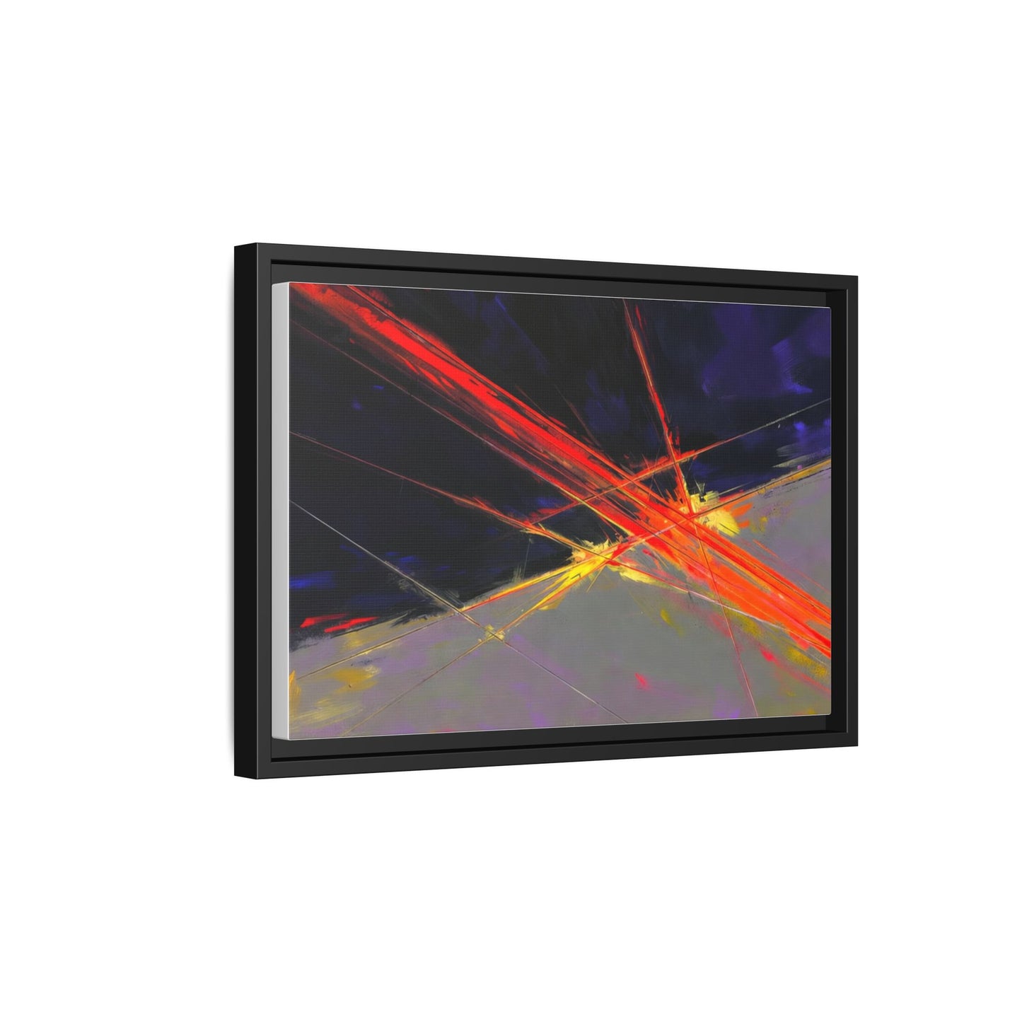 Abstract Red Streaks Framed Matte Canvas Art — Modern Multi‑Color Wall Decor