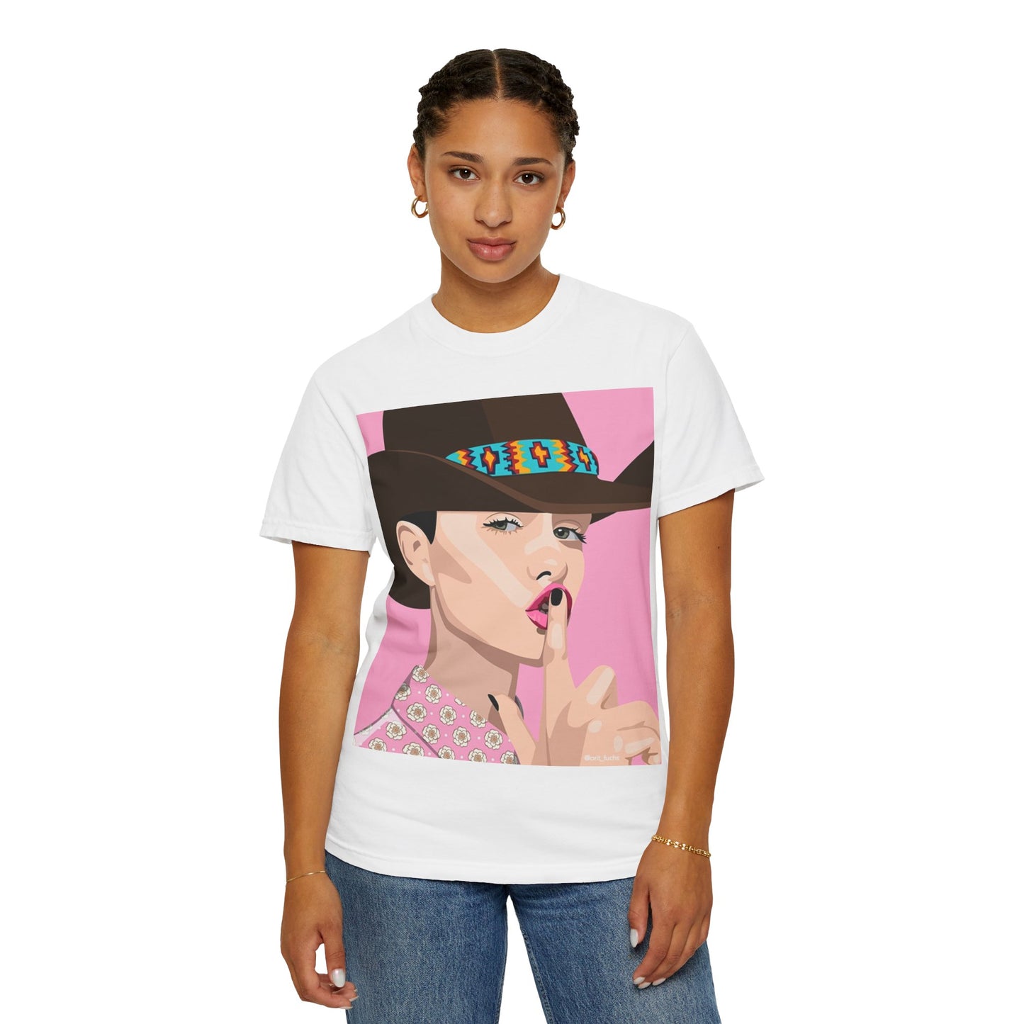 Cowgirl Pop Art T-Shirt — Pink 'Shh' Graphic Tee