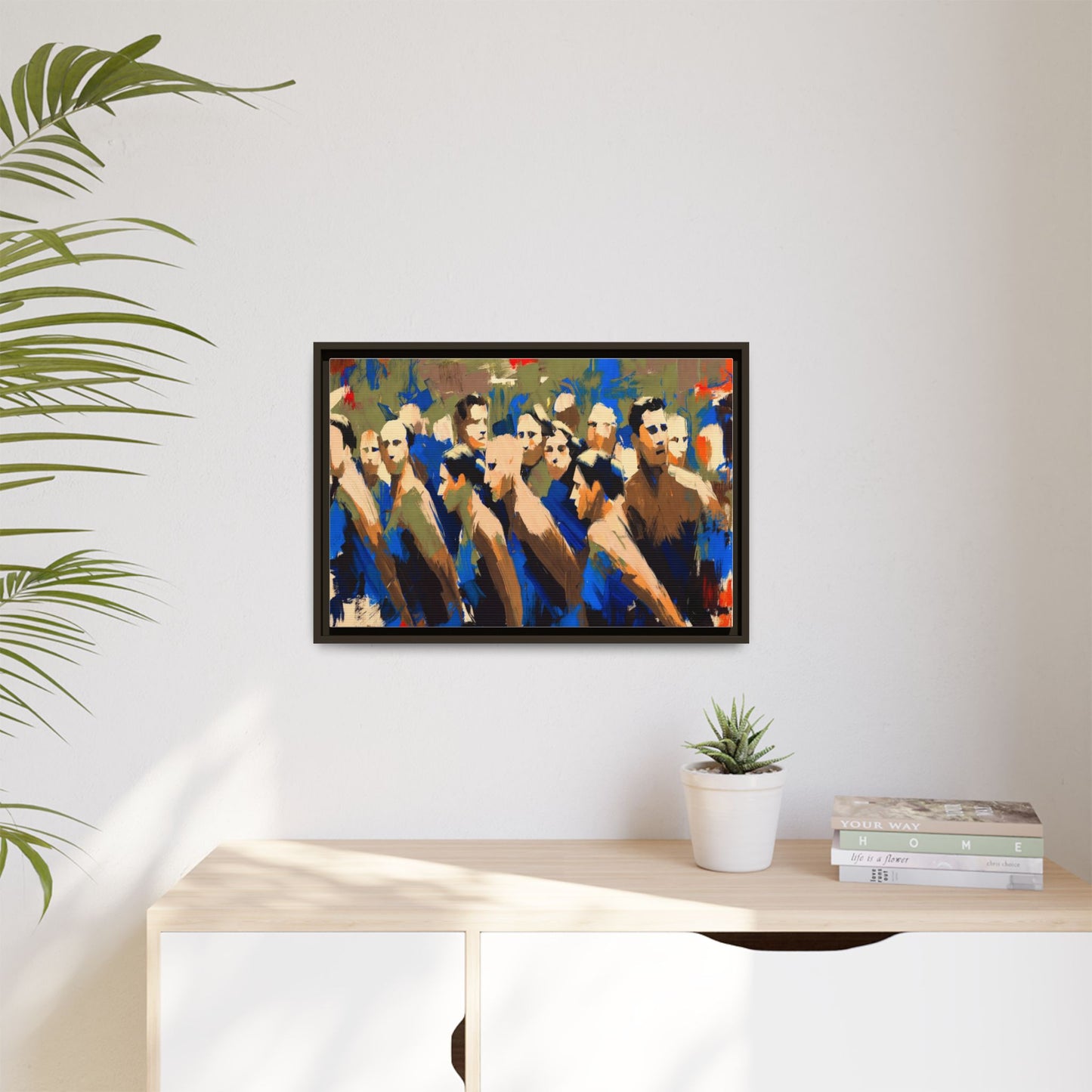 Abstract Crowd Matte Canvas Print — Framed Multi-Color Wall Art