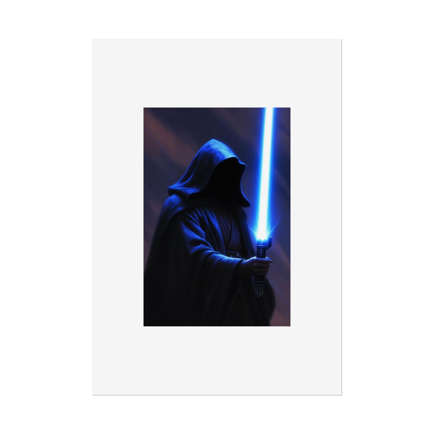 Sci‑Fi Lightsaber Poster — Hooded Jedi Warrior Wall Art (Rolled Poster)