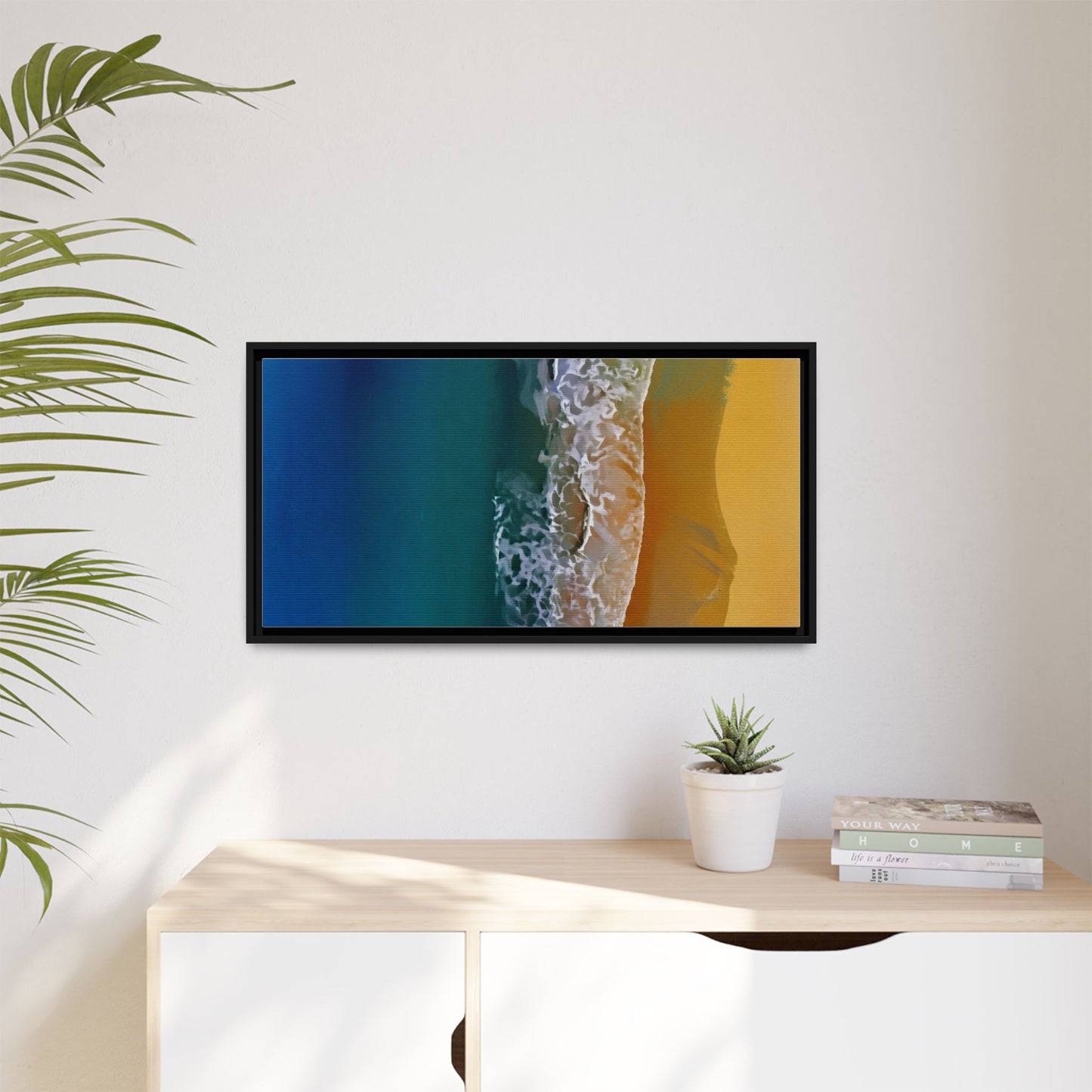 Framed Matte Canvas Seascape Print – Coastal Waves Wall Art