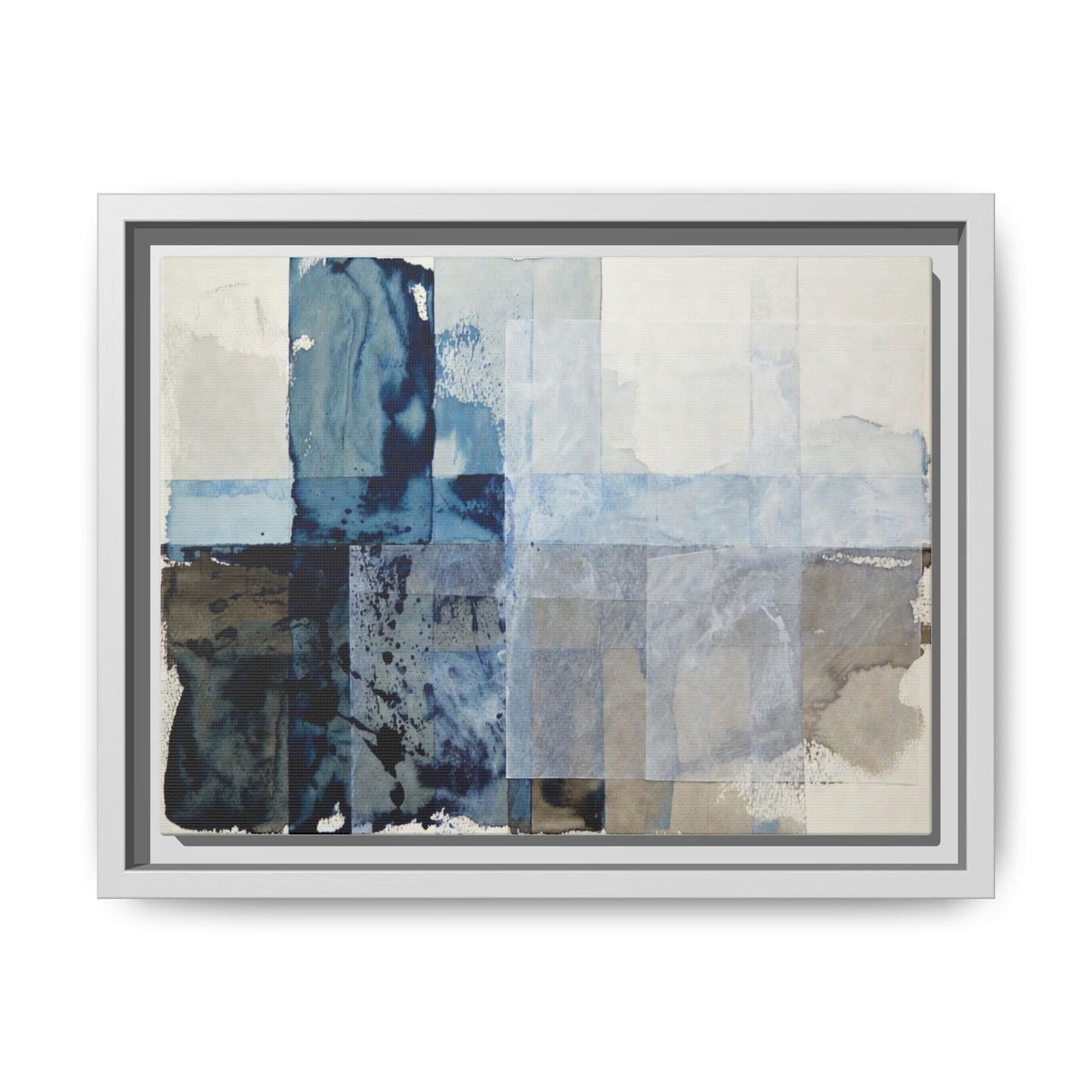Abstract Coastal Blue Framed Canvas Art