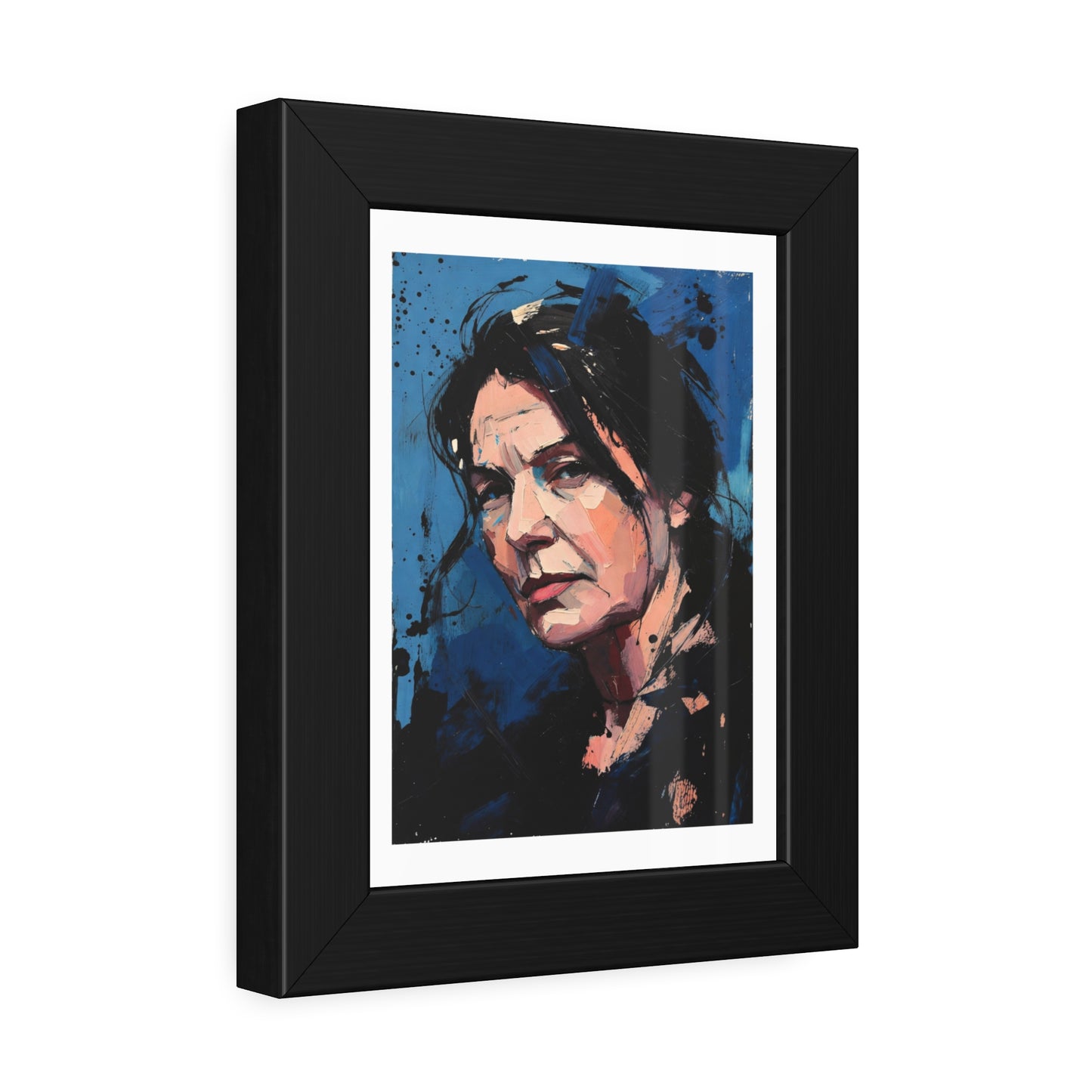 Framed Women in Blue Paper Posters