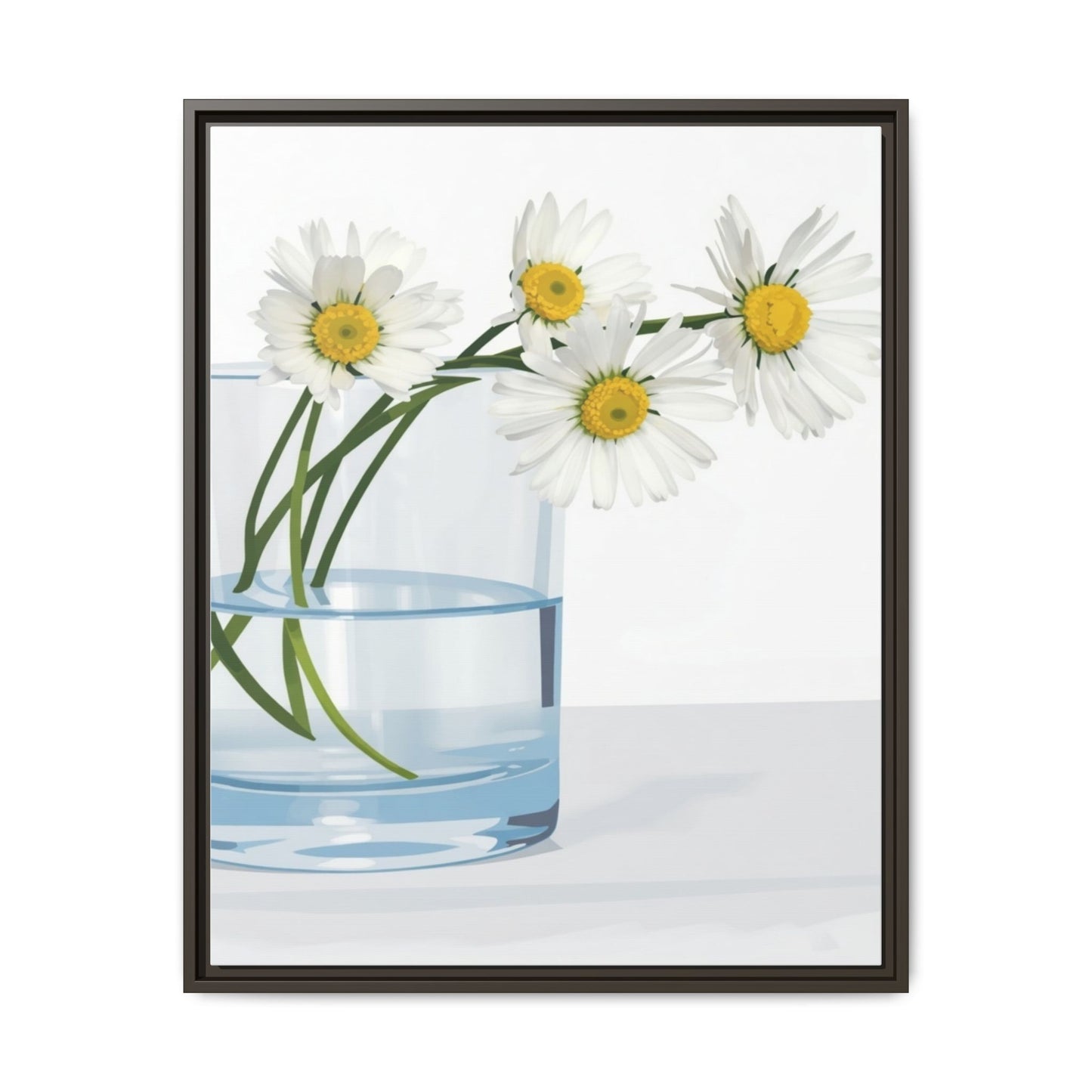 Framed Daisy Canvas Print — Minimal Botanical Wall Art