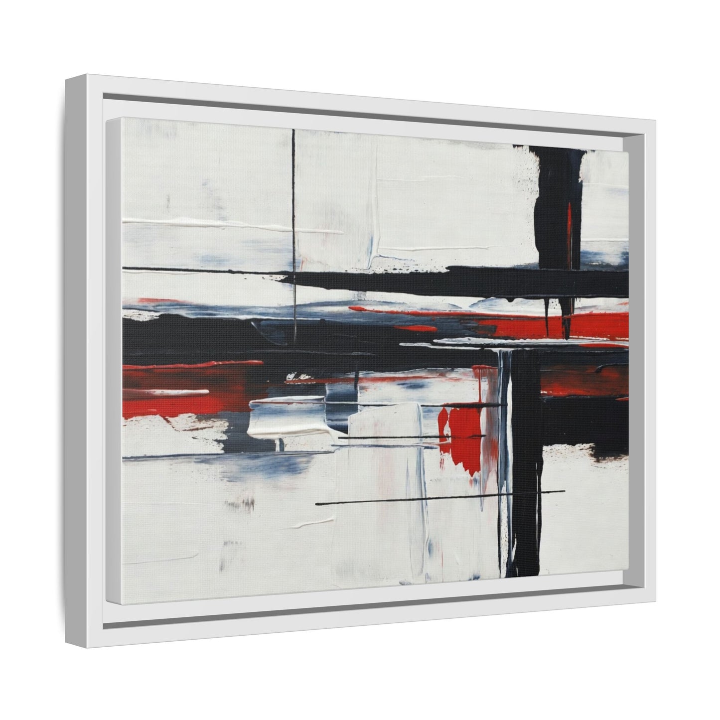 Abstract Red & Black Framed Canvas Art — Modern Matte Wall Painting