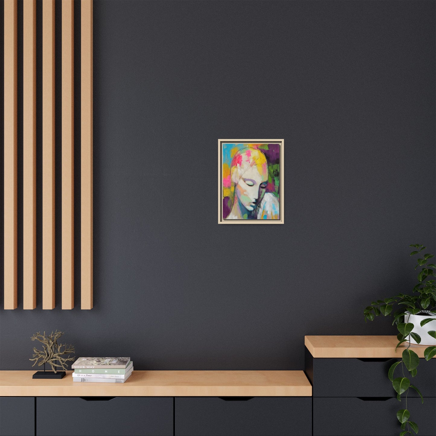 Framed Matte Canvas Art - Colorful Abstract Portrait