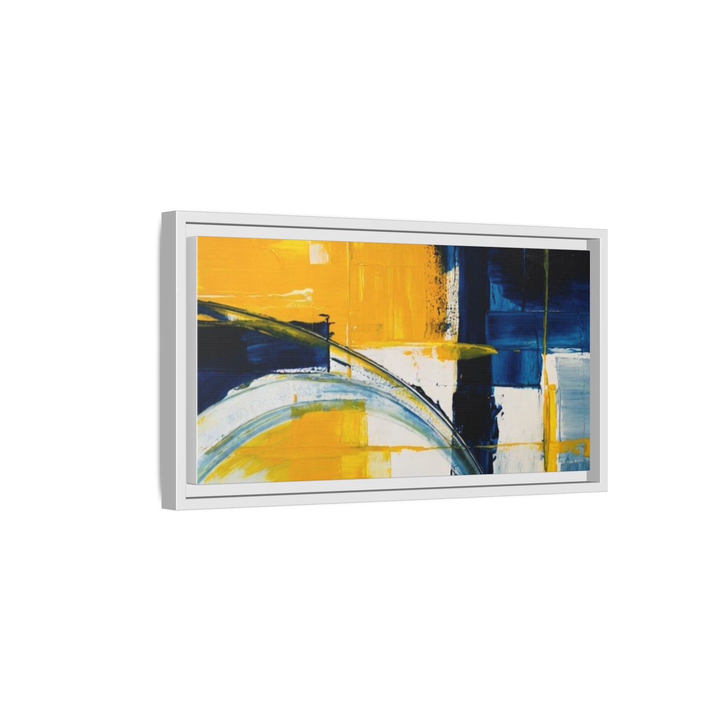 Abstract Yellow & Blue Framed Canvas Wall Art — Modern Matte Canvas Print