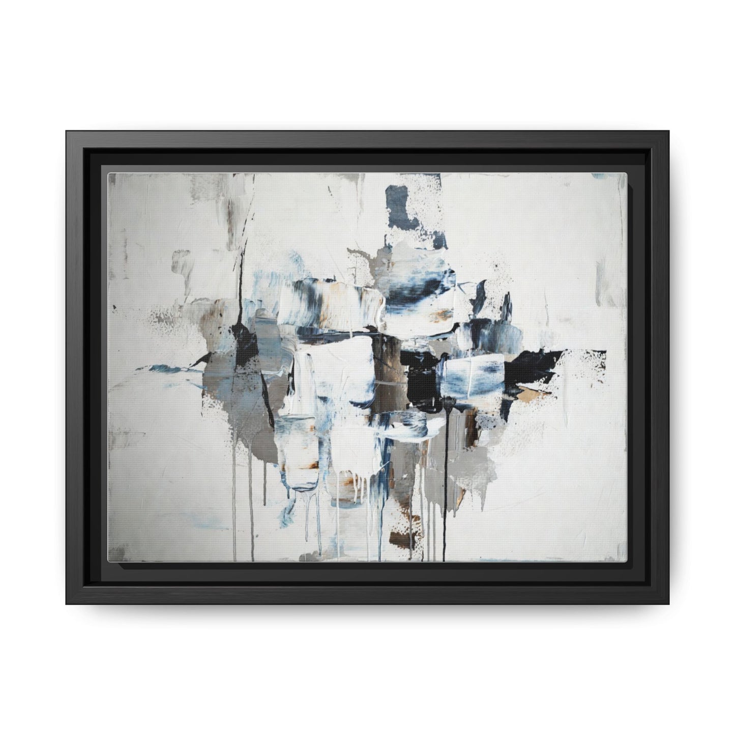 Framed Abstract Canvas Art — Blue Neutral Modern Wall Print