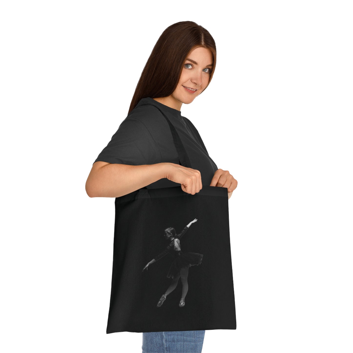 Ballet Silhouette Cotton Tote — Dancer Tote Bag for Ballet Lovers