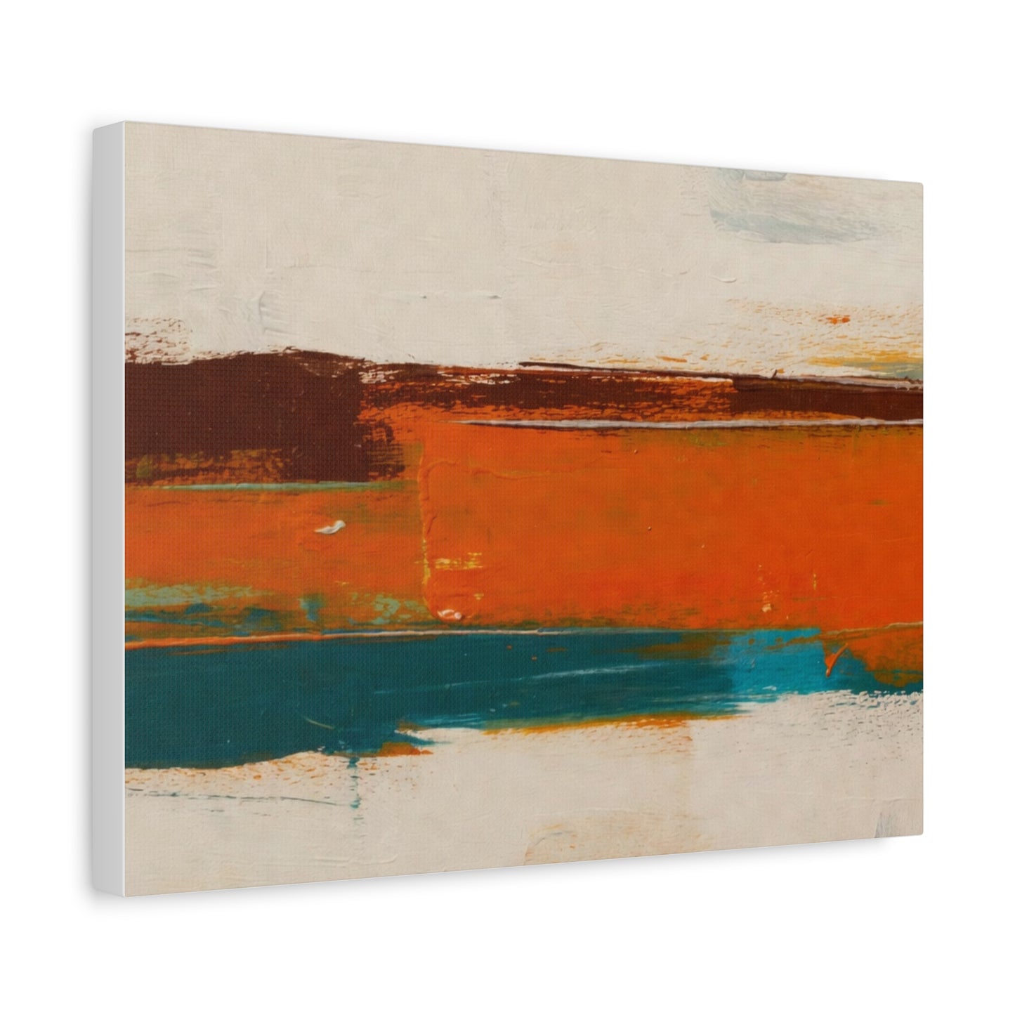 Abstract Orange & Teal Matte Canvas Wall Art — Stretched 1.25"