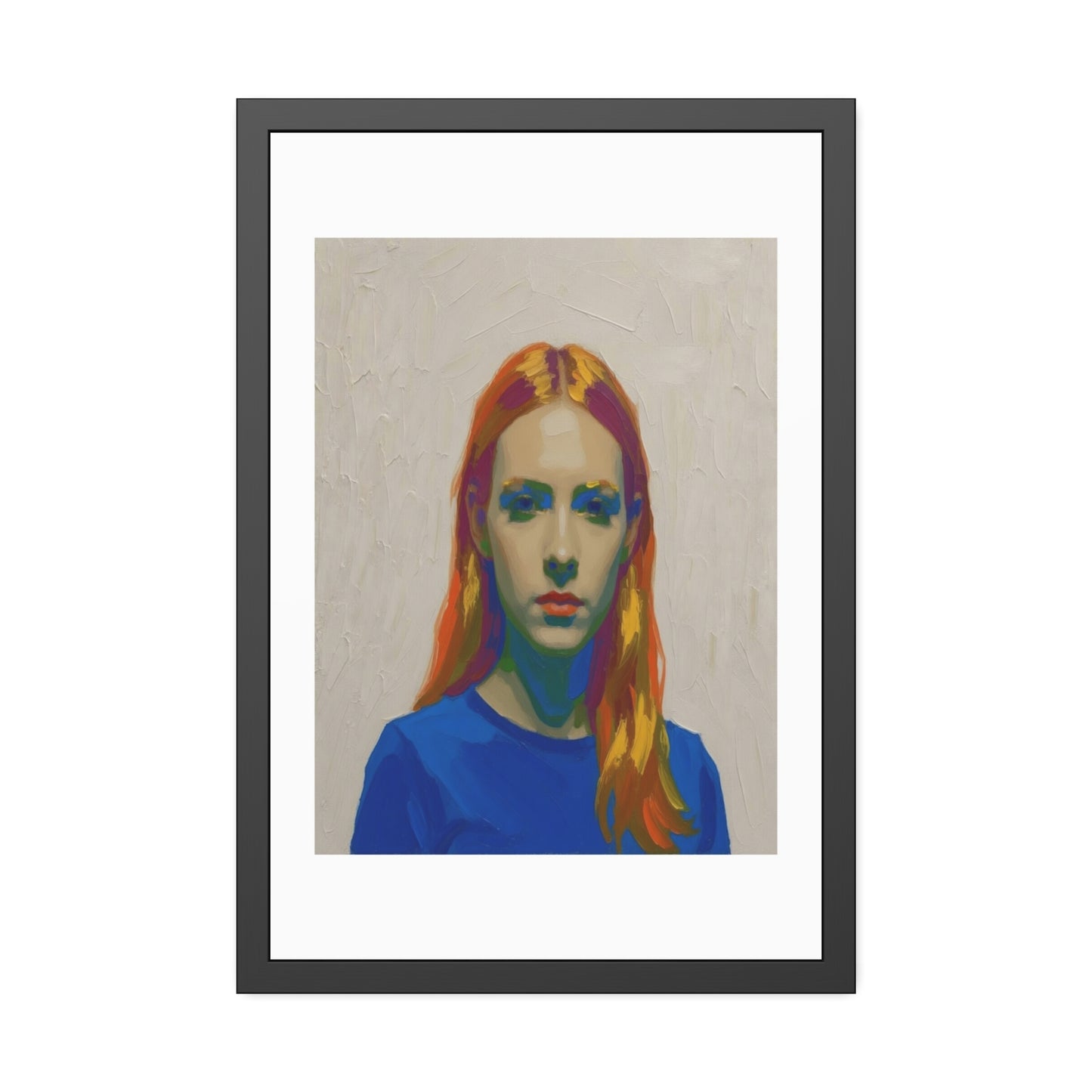 Framed Art Print — Colorful Portrait of Red-Haired Woman, Modern Pop Portrait Wall Art