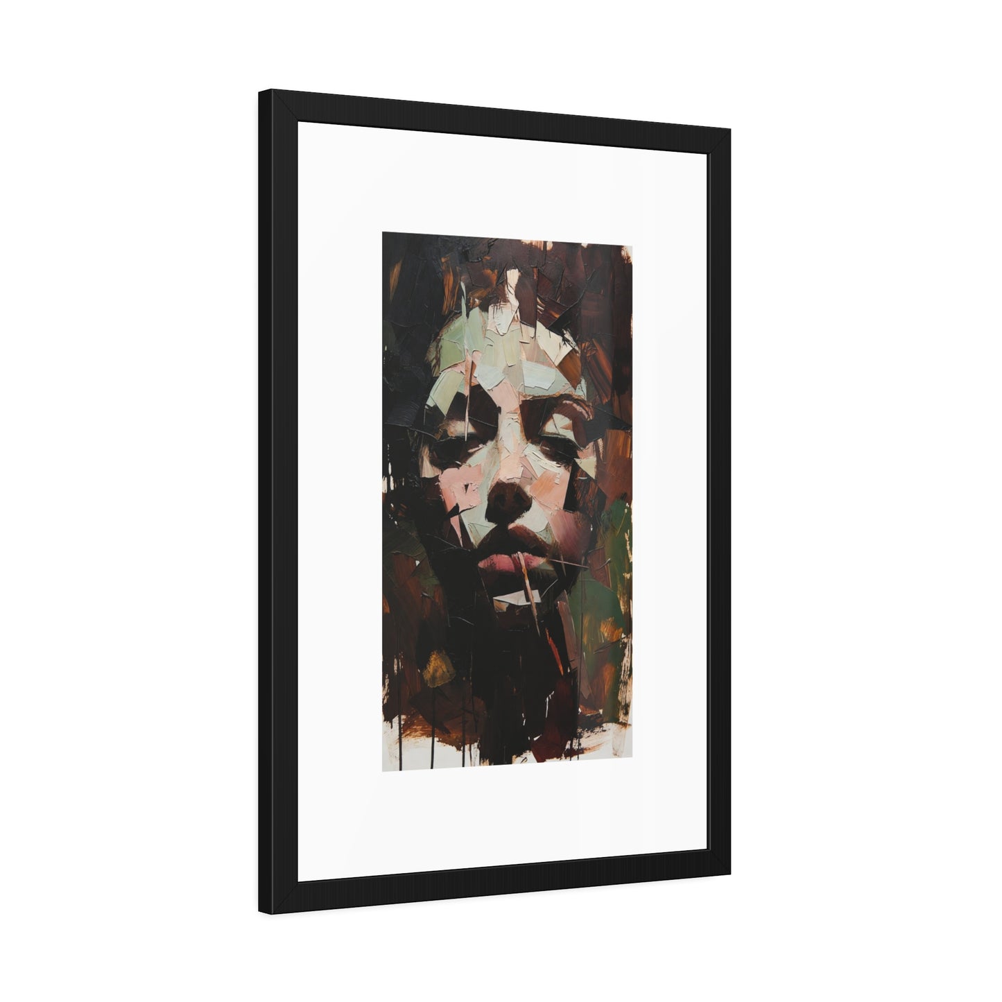 Abstract Portrait Framed Art Print — Moody Contemporary Face Poster for Home & Office