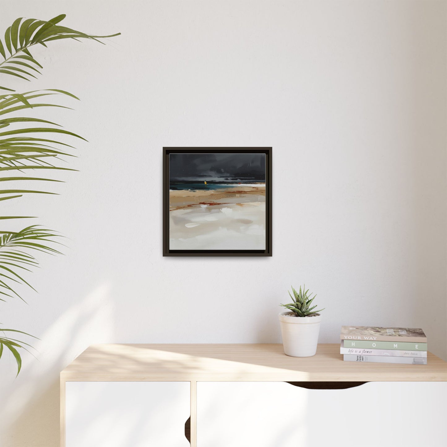 Framed Matte Canvas Beachscape Art Print — Coastal Abstract Wall Decor