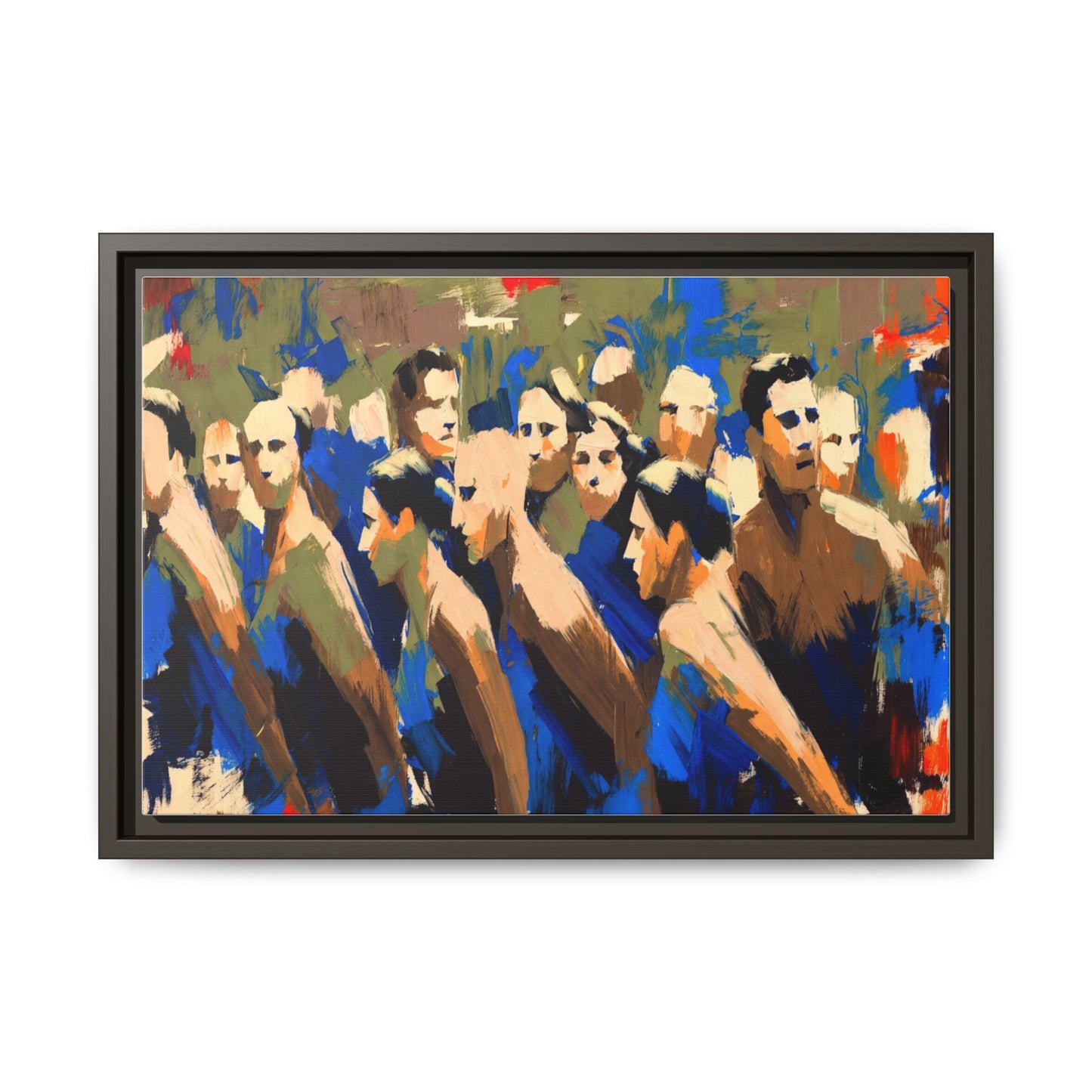 Abstract Crowd Matte Canvas Print — Framed Multi-Color Wall Art