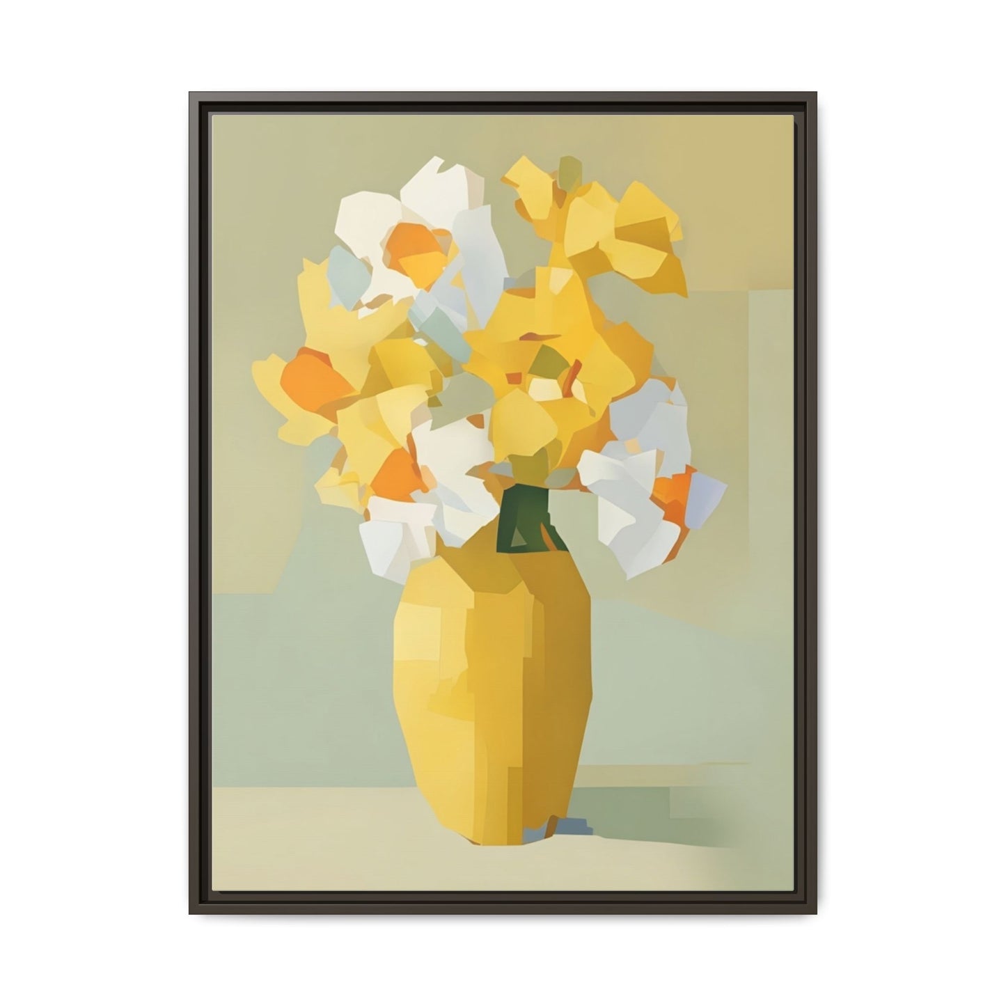 Framed Floral Canvas Print — Yellow Vase Bouquet Wall Art
