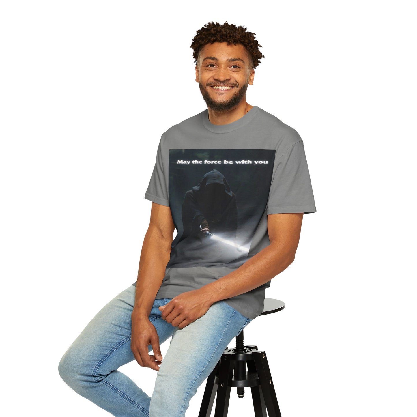 May the Force Be With You T-Shirt — Dark Hooded Lightsaber Graphic Tee