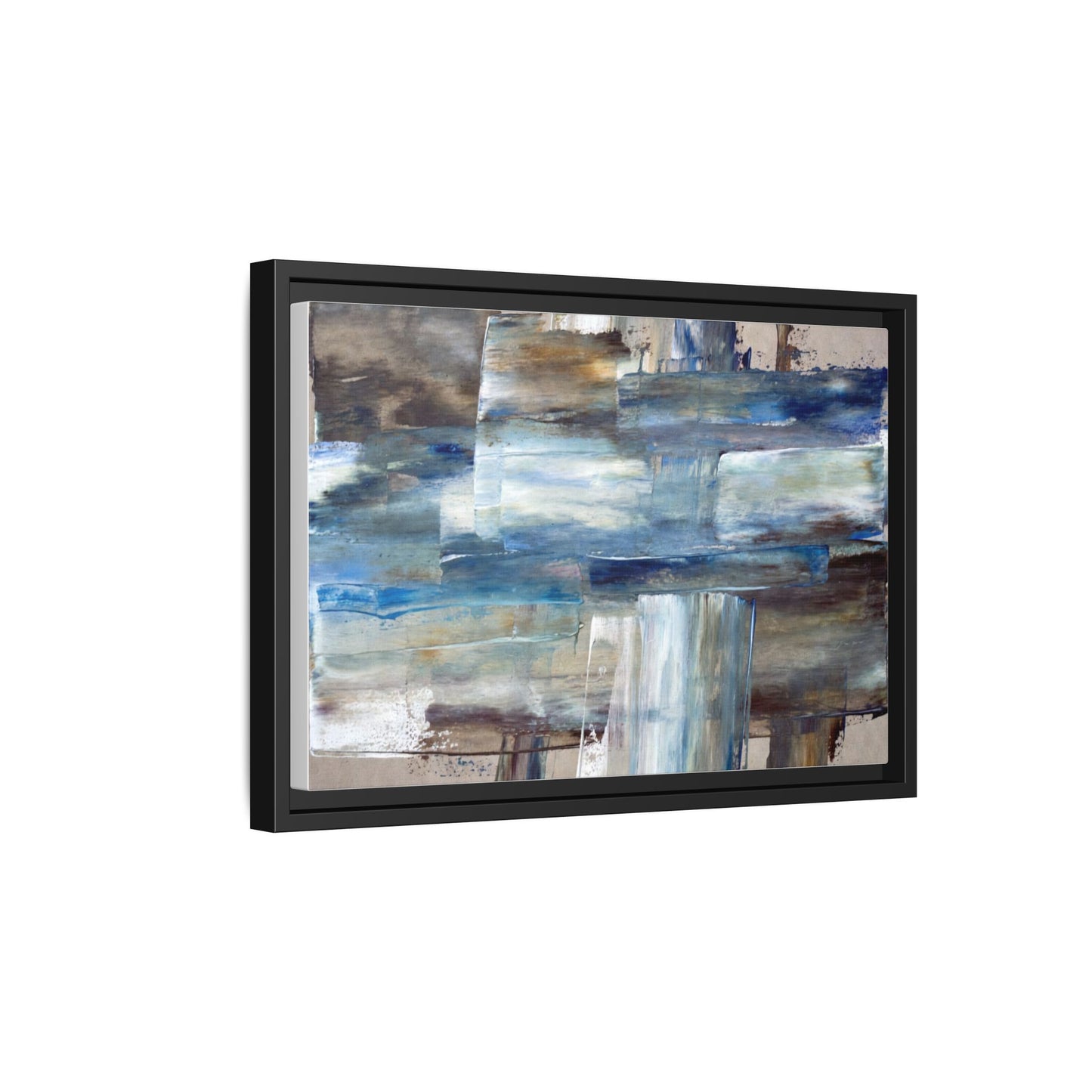 Abstract Blue Coastal Matte Canvas Framed Wall Art