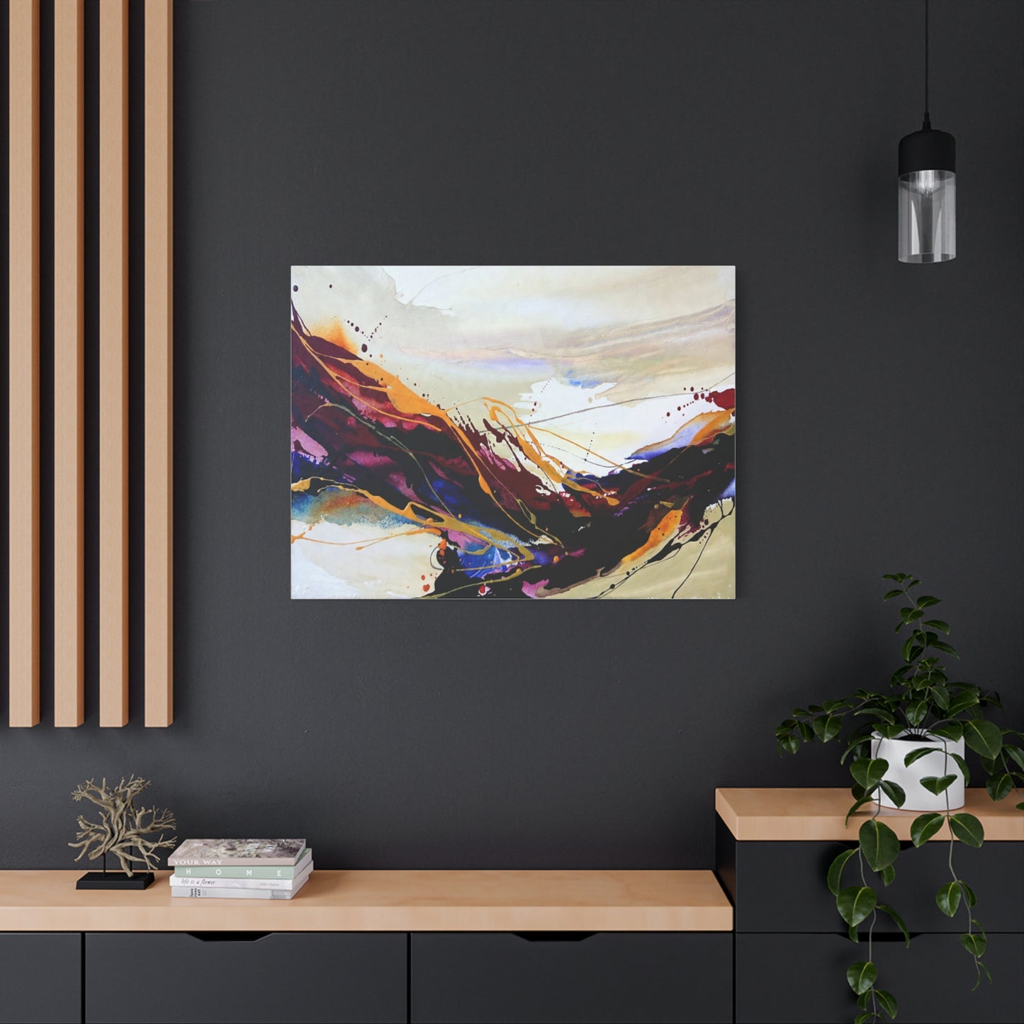 Abstract Color Flow Matte Stretched Canvas – Vibrant Modern Wall Art