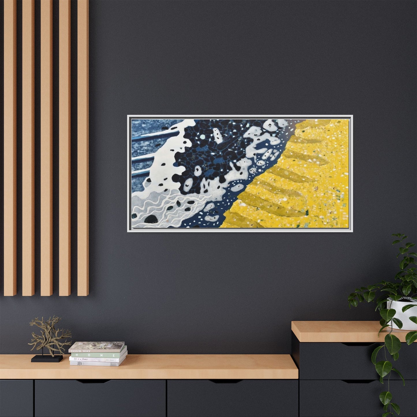 Framed Abstract Ocean & Sand Matte Canvas Print